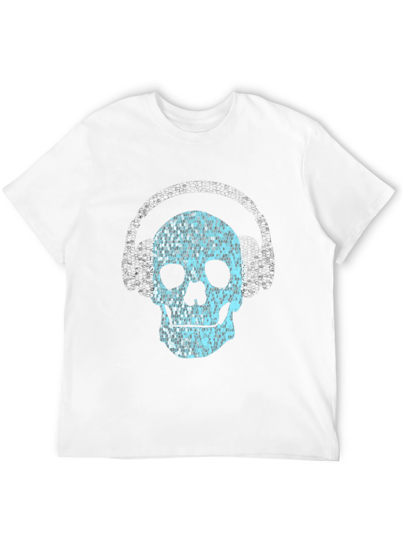 Black Skull with Headphones Graphic T-Shirt view 12