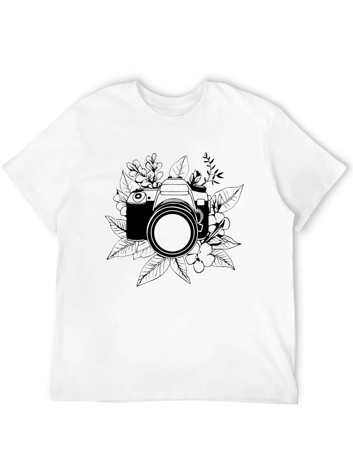 Black Camera & Floral Graphic Black T-Shirt view 12