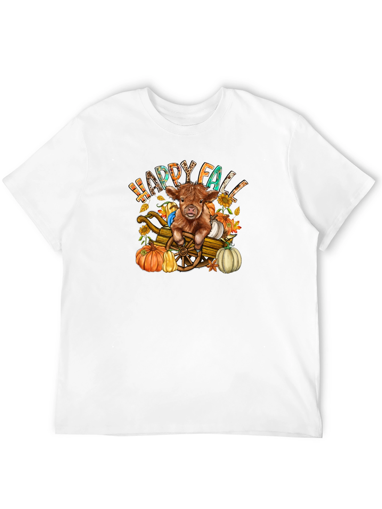 Black Happy Fall Highland Cow T-Shirt view 12