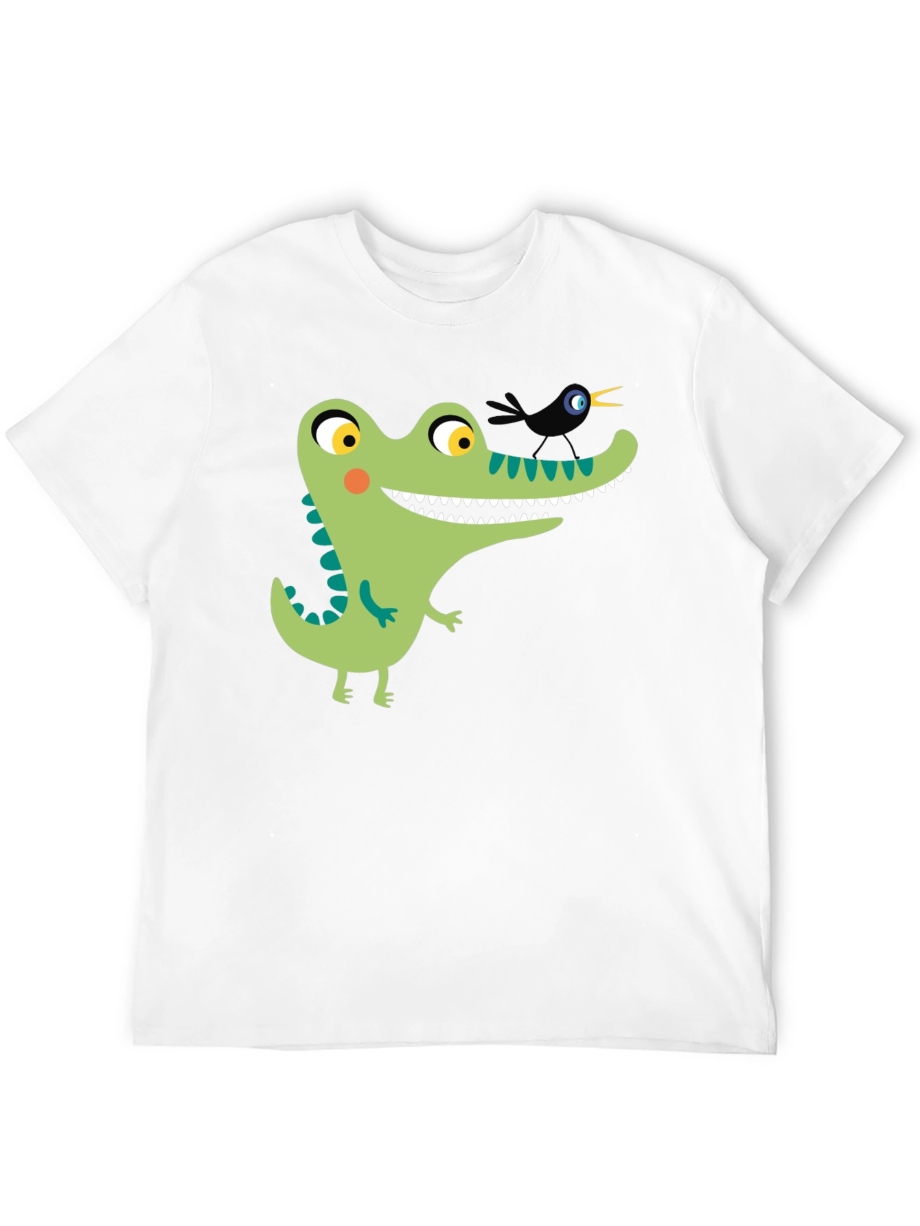 Black Cartoon Alligator Graphic Tee - Black Cotton view 12