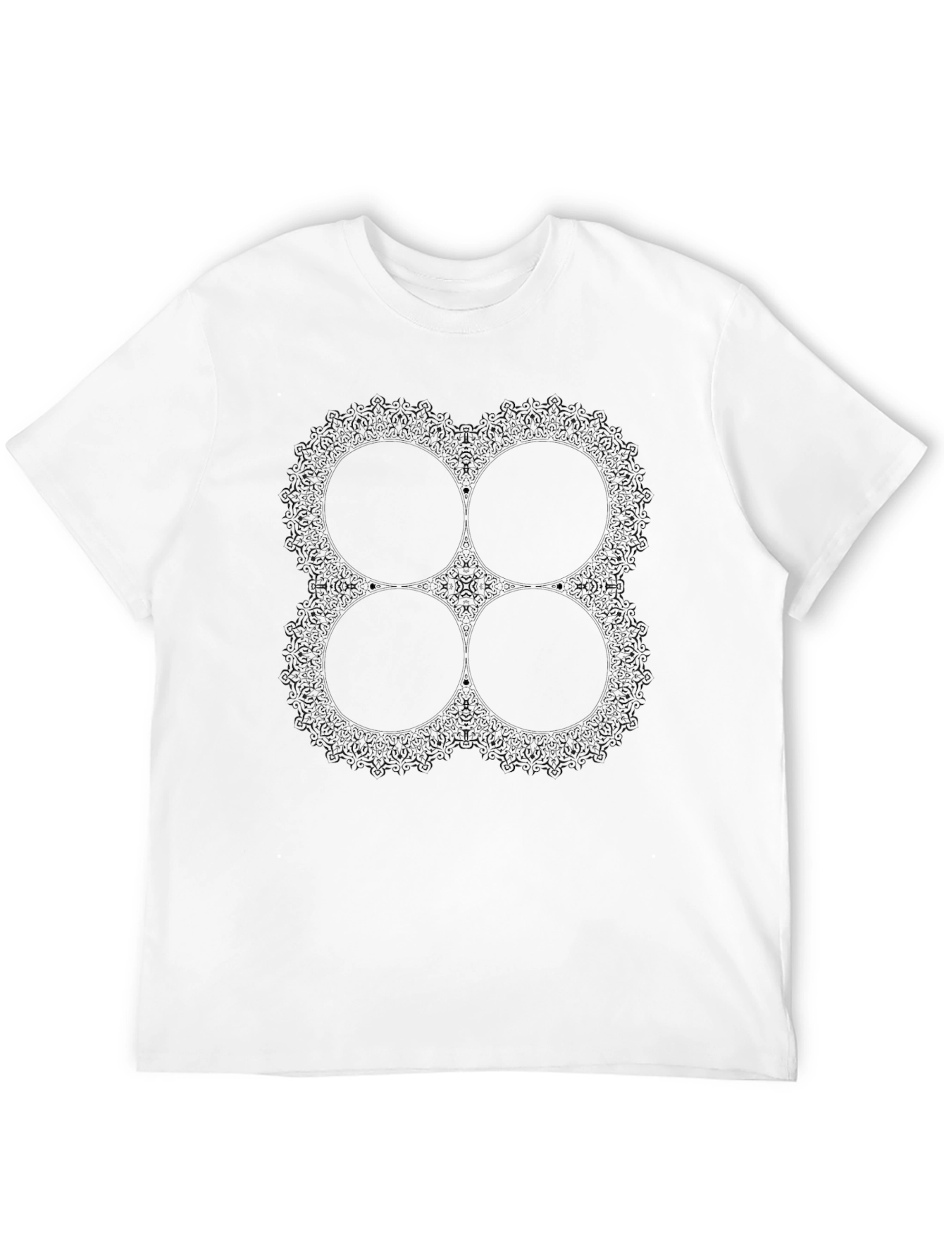 Black Abstract Mandala Graphic Tee - Black Cotton Blend Shirt view 12