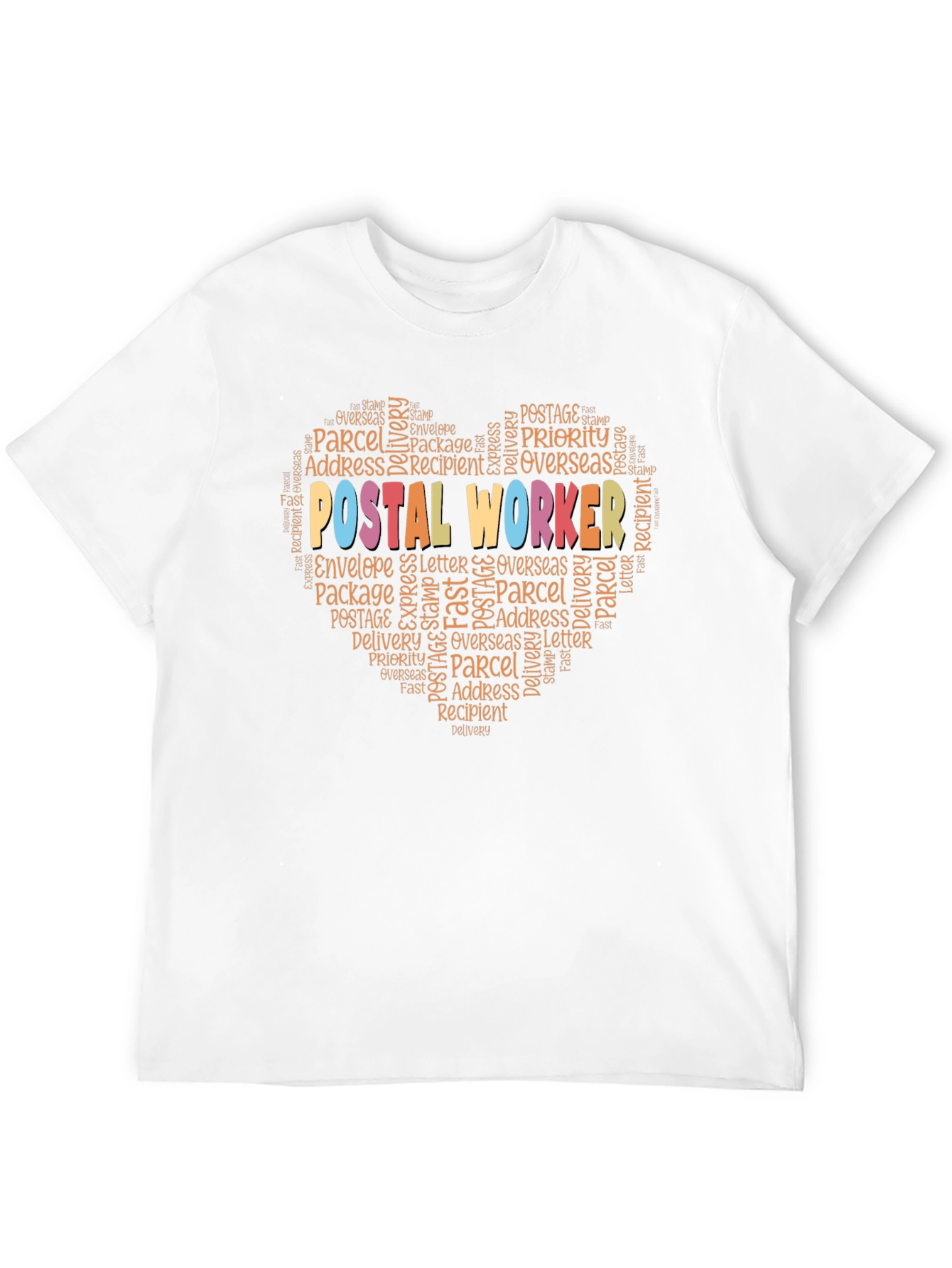Black Postal Worker Heart Word Art T-Shirt view 12
