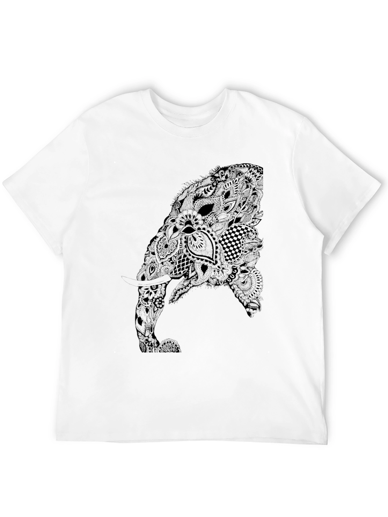 Black Abstract Elephant Graphic Black T-Shirt view 12