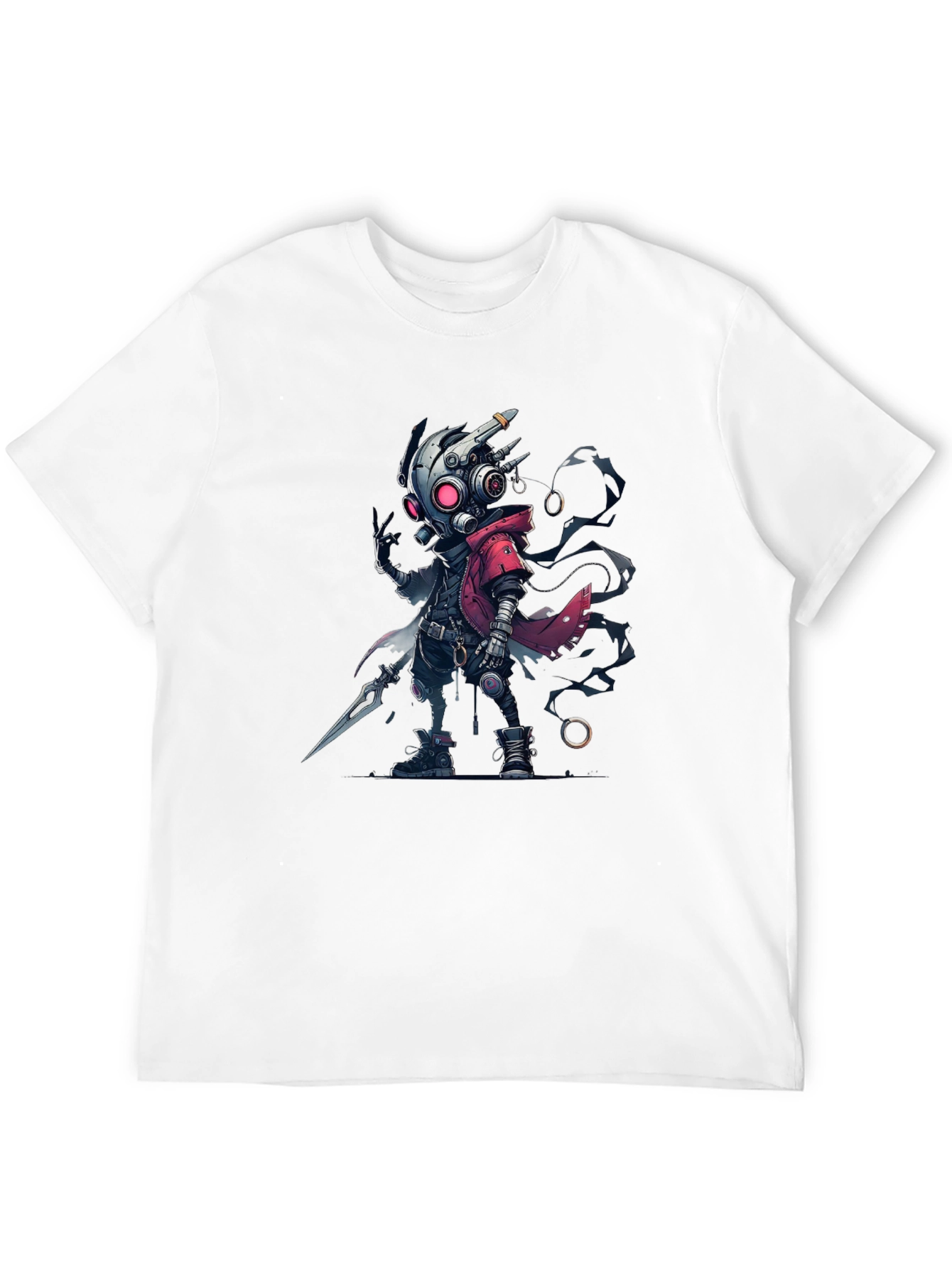 Black Cyberpunk Cartoon Graphic T-Shirt view 12