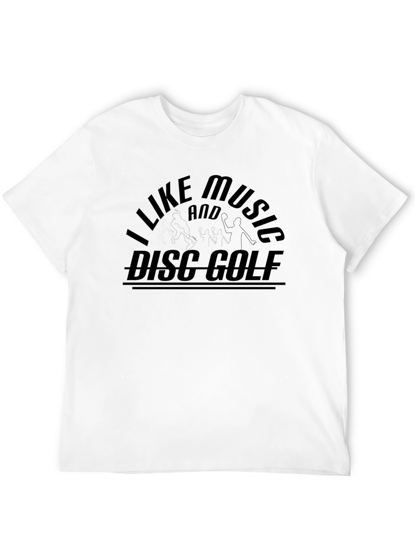 Black I Like Music and Disc Golf T-Shirt view 12