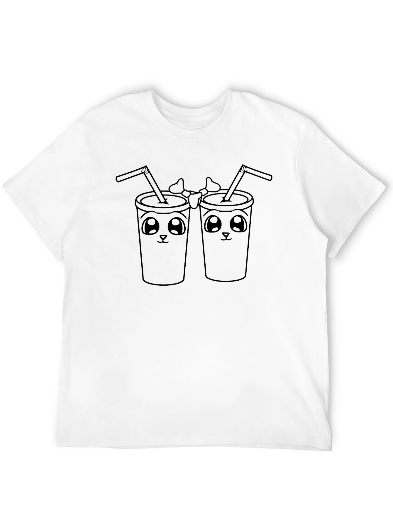 Black Cute Cartoon Drink Buddies Graphic Tee - Black view 12