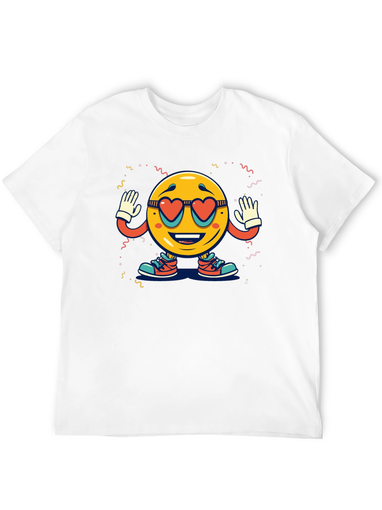 Black Retro Smiley Face Heart Sunglasses T-Shirt view 12