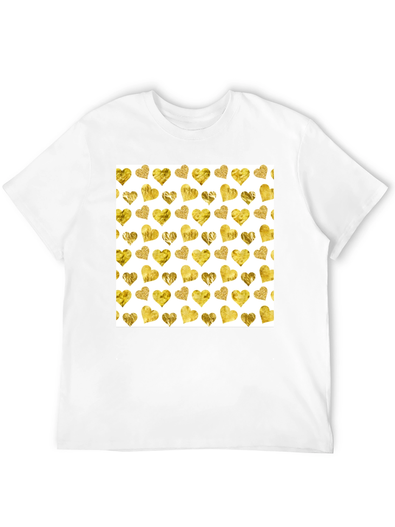 Black Gold Hearts Pattern Black Tee view 12
