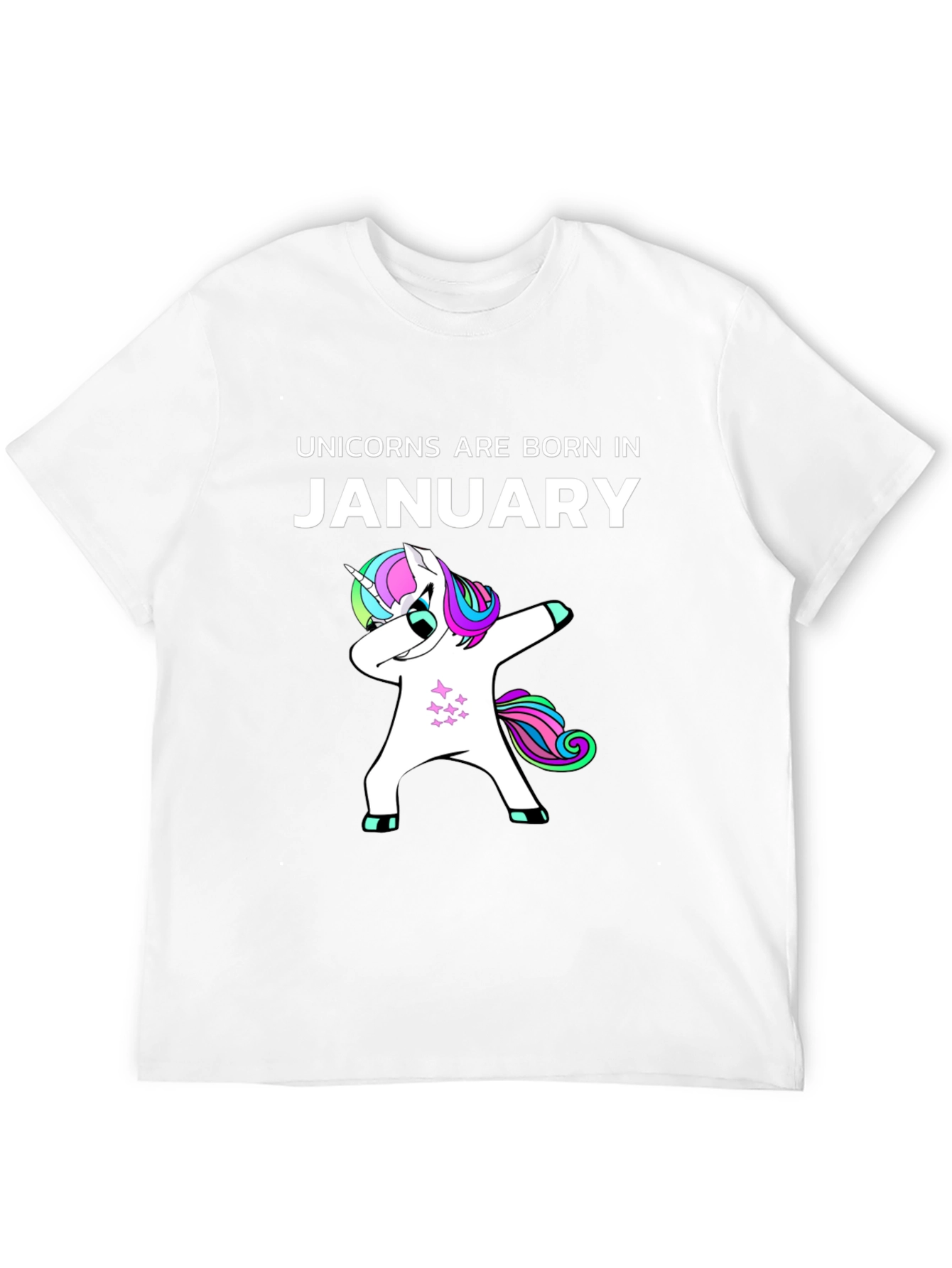 Black Unicorns Born in January Black T-Shirt view 12