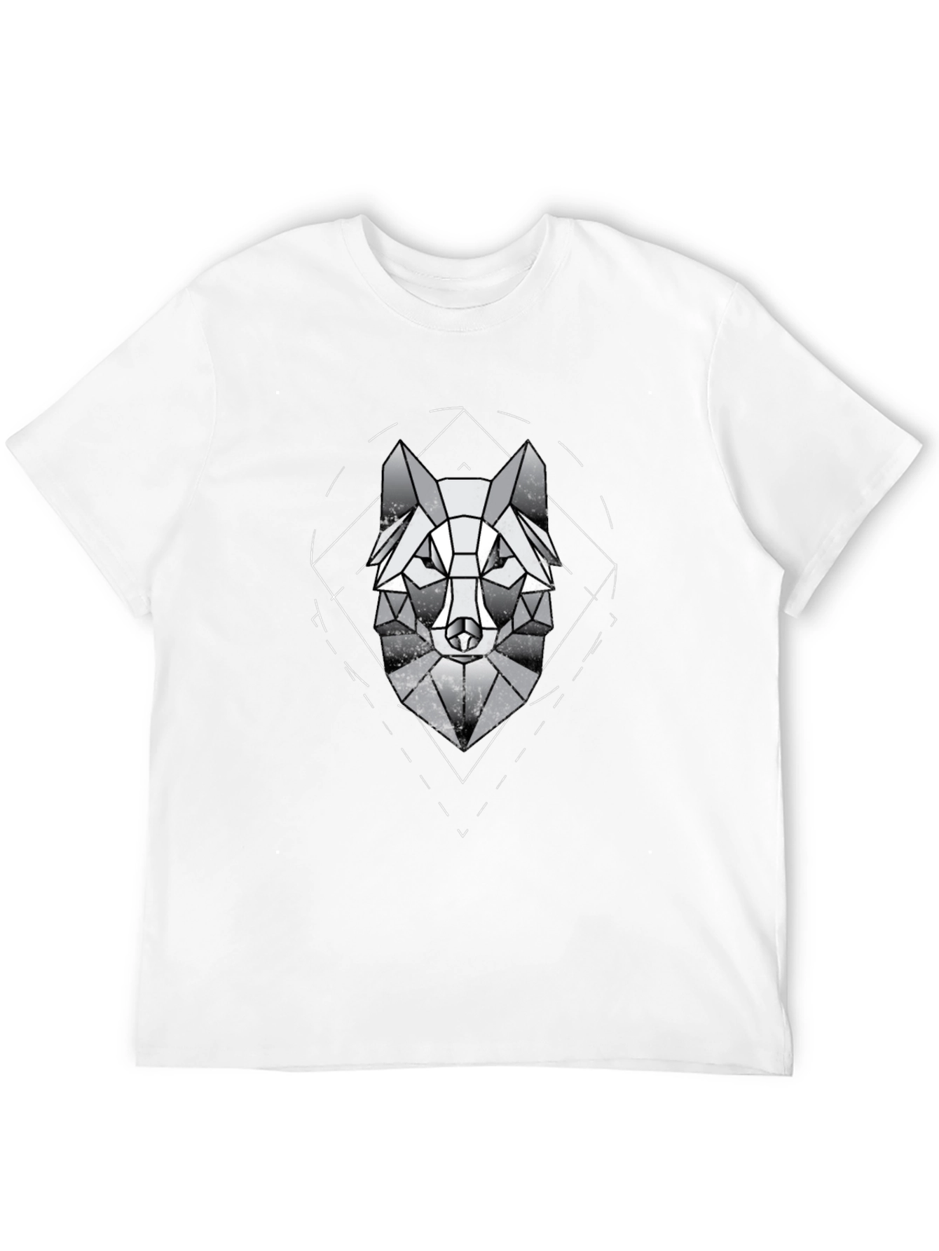 Black Geometric Wolf Graphic Tee - Modern Menswear view 12