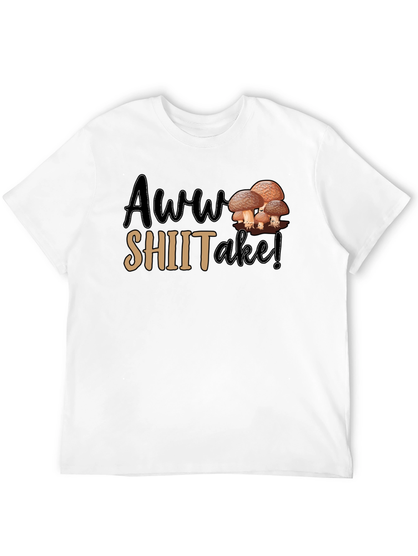 Black Awww Shiitake! Mushroom Pun Graphic T-Shirt view 12
