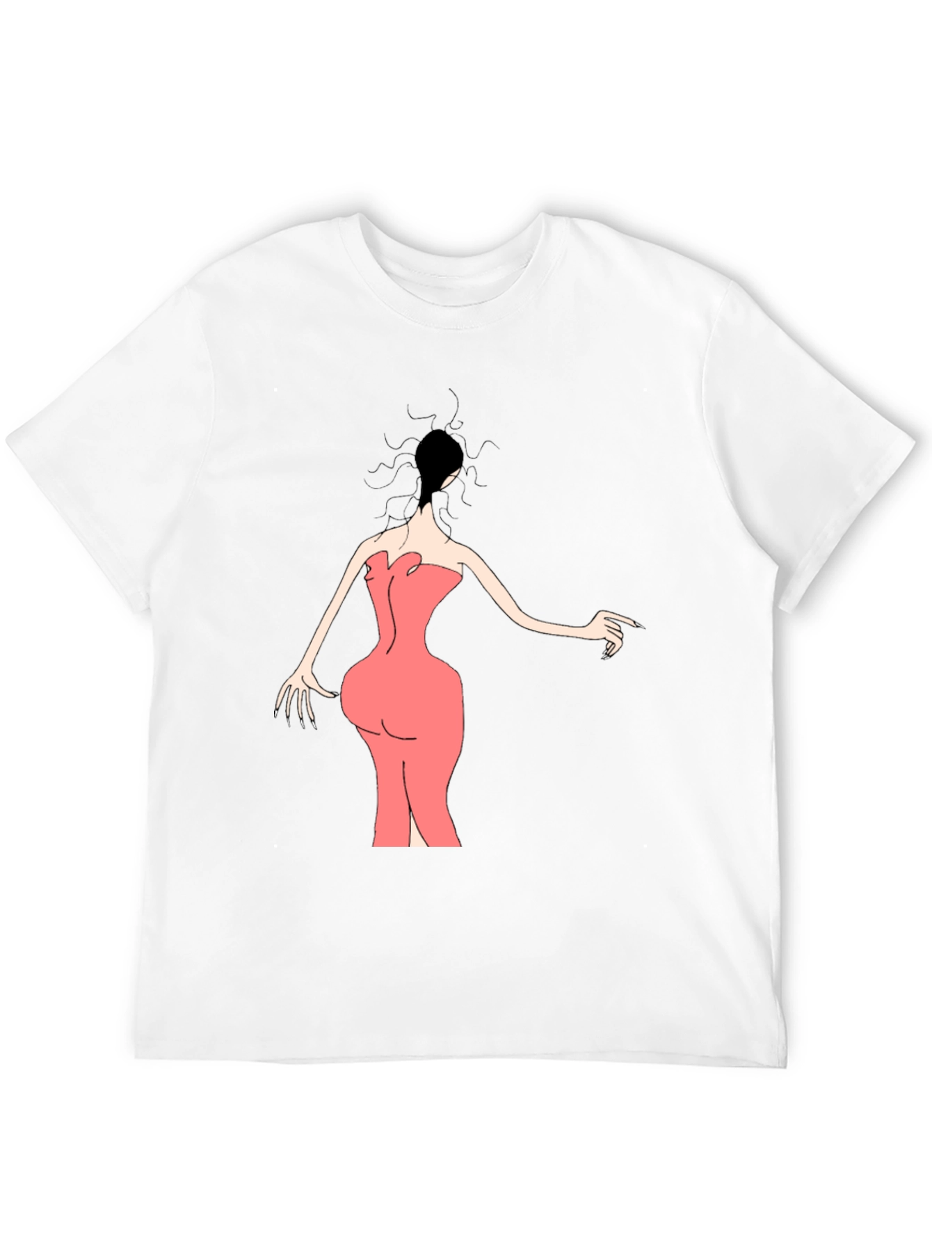 Black Woman in Pink Dress Graphic Tee - Black view 12