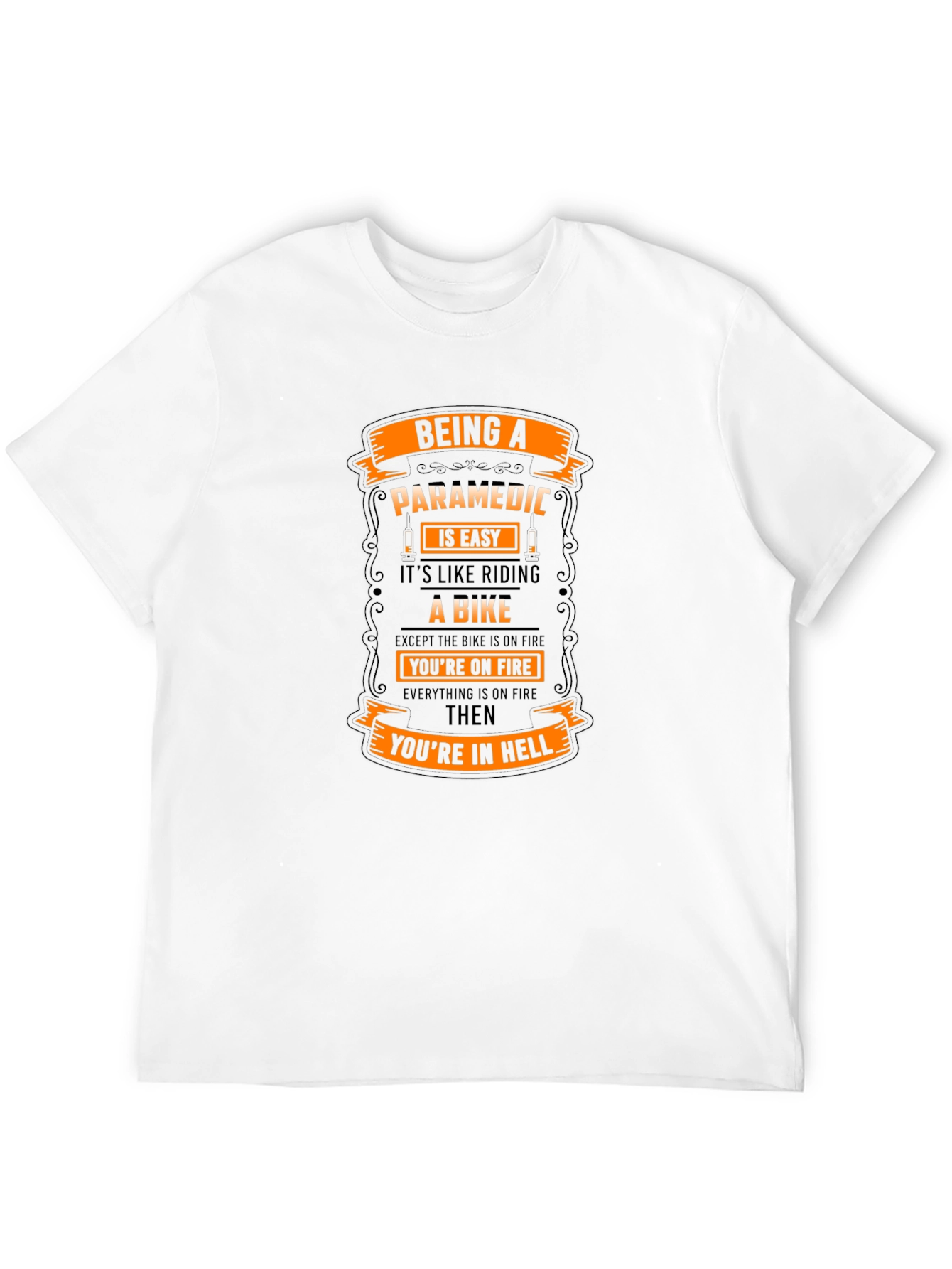 Black Paramedic Life T-Shirt - Riding a Bike in Hell! view 12