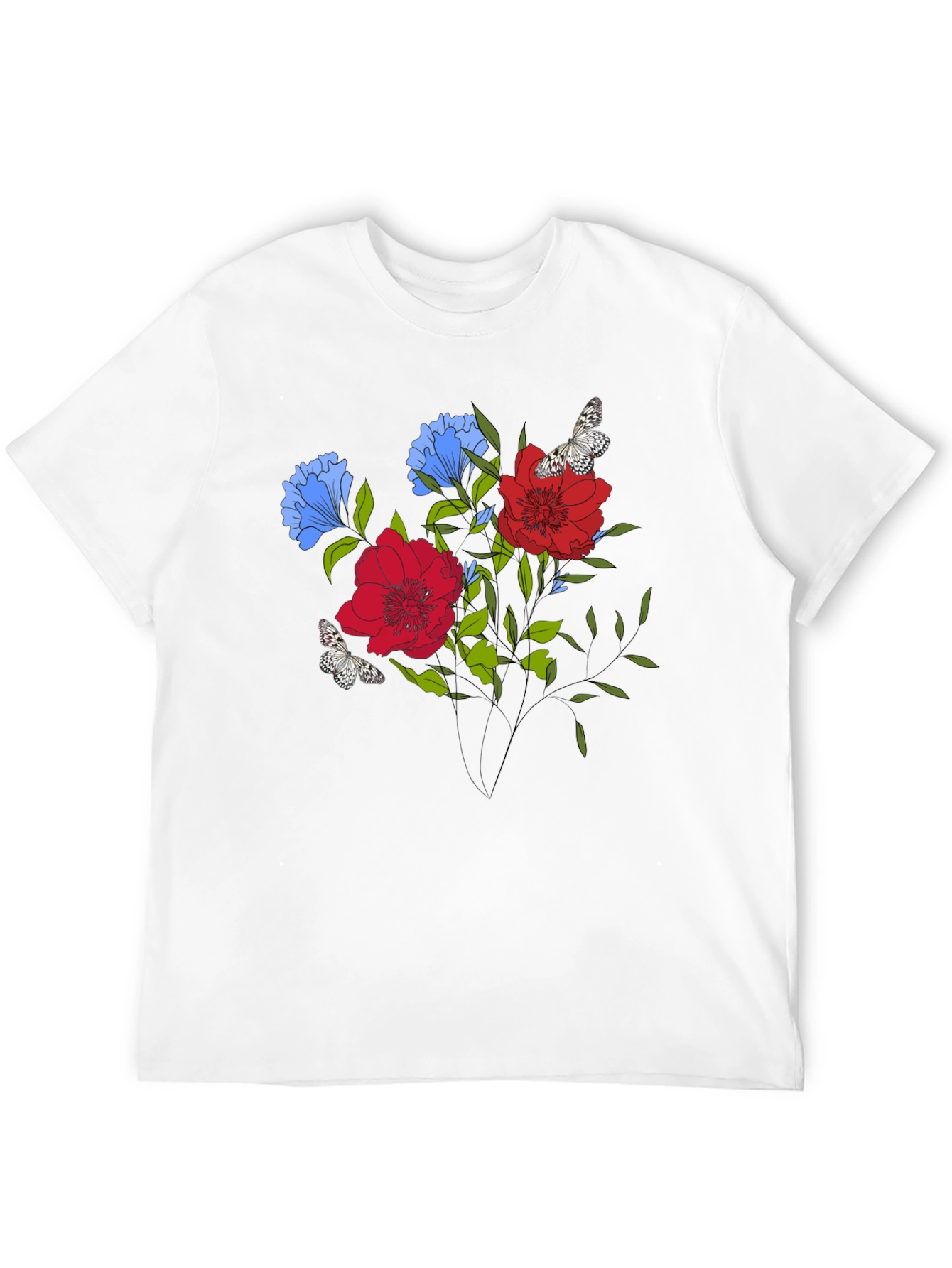 Black Floral Butterfly Graphic Print T-Shirt view 12