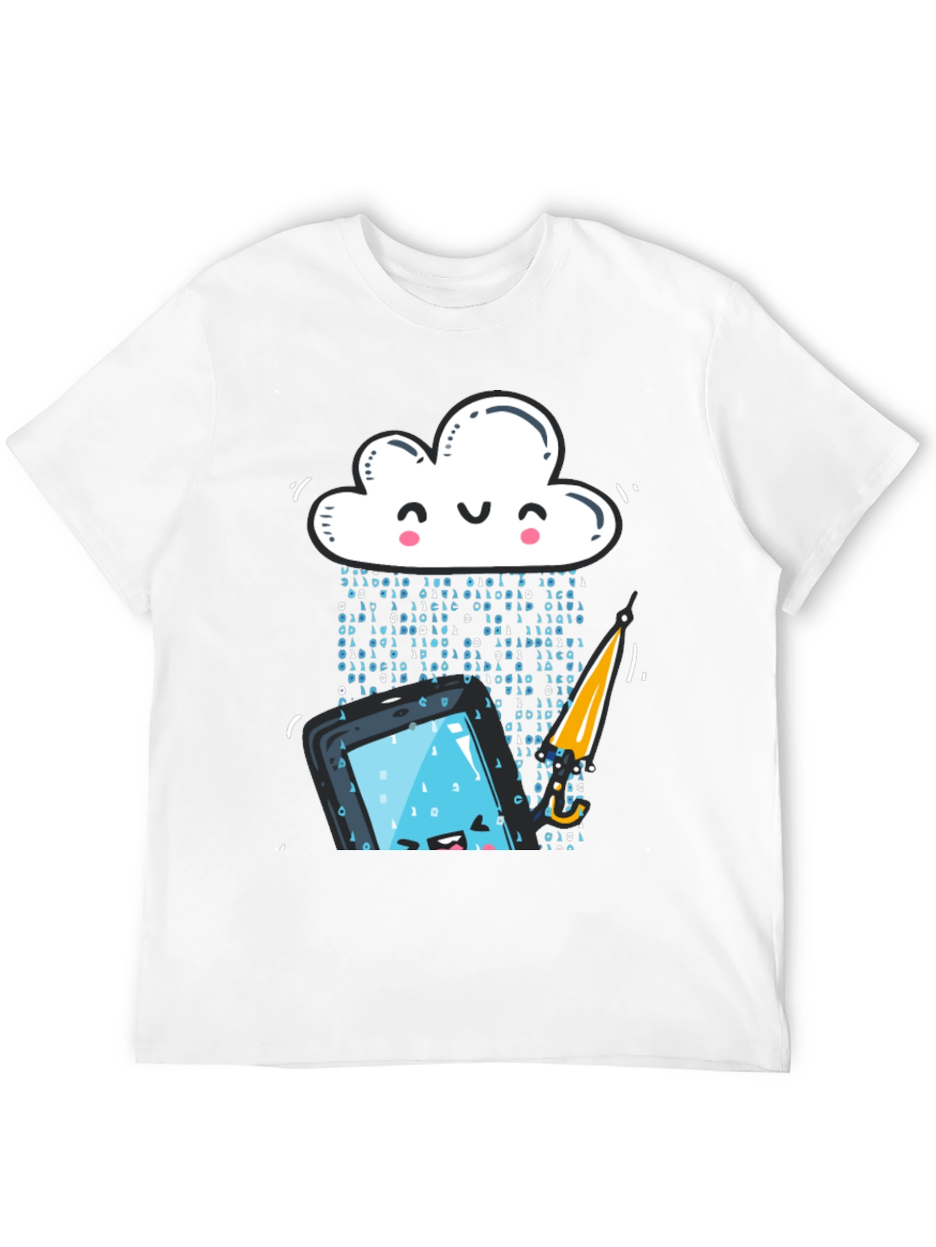 Black Funny Cloud Data Rain Smartphone Black T-Shirt view 12
