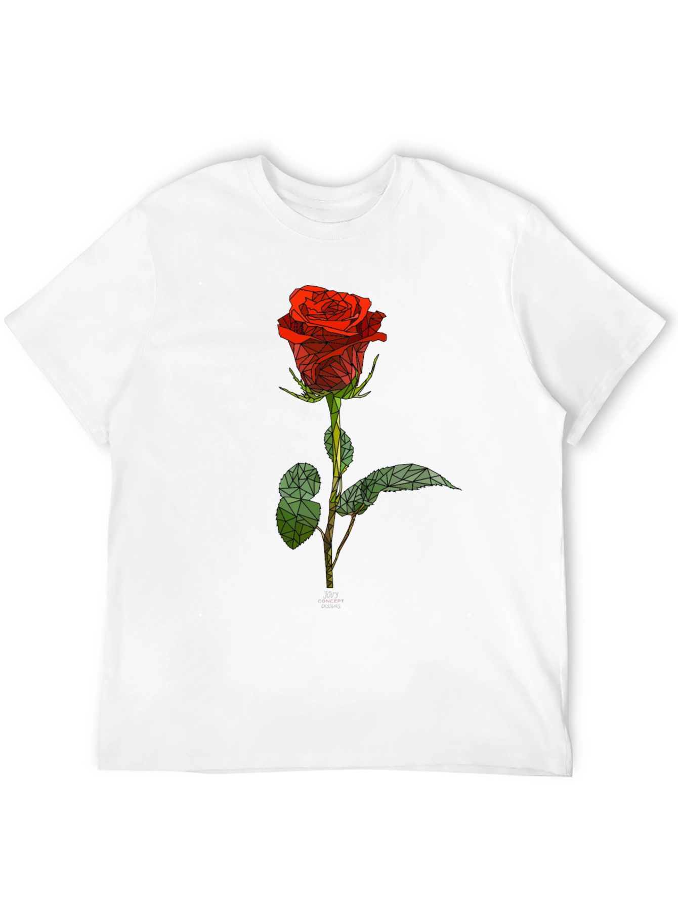 Black Geometric Rose Graphic Tee - Stylish Black T-Shirt view 12