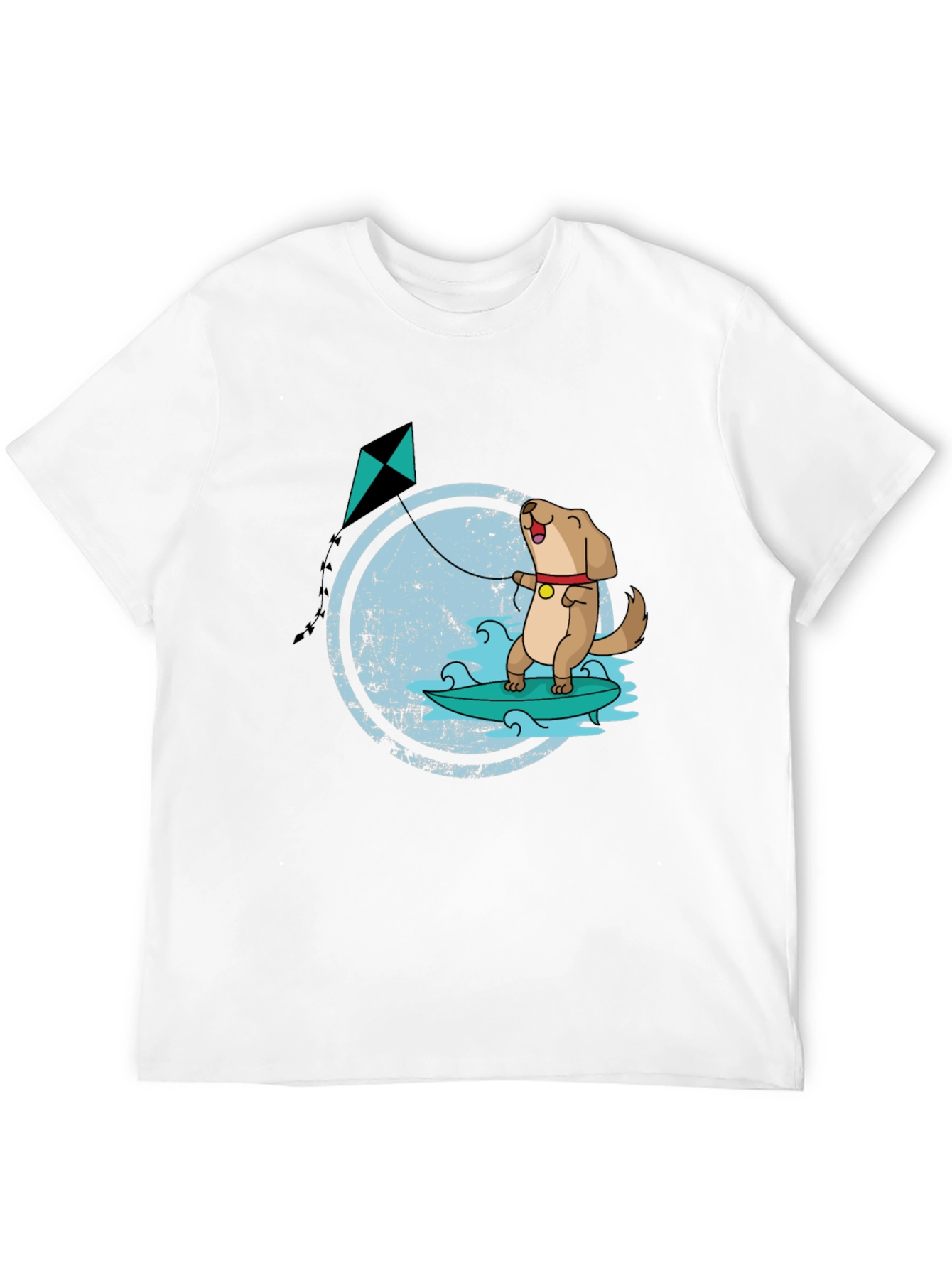 Black Surfing Dog Kite T-Shirt view 12