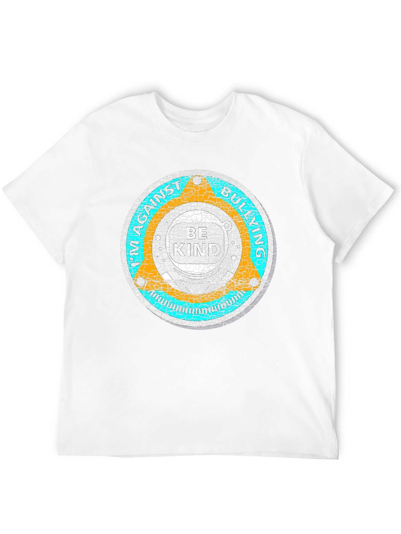 Black Distressed Circle Graphic Tee - Soft Black Cotton Casual Shirt view 12