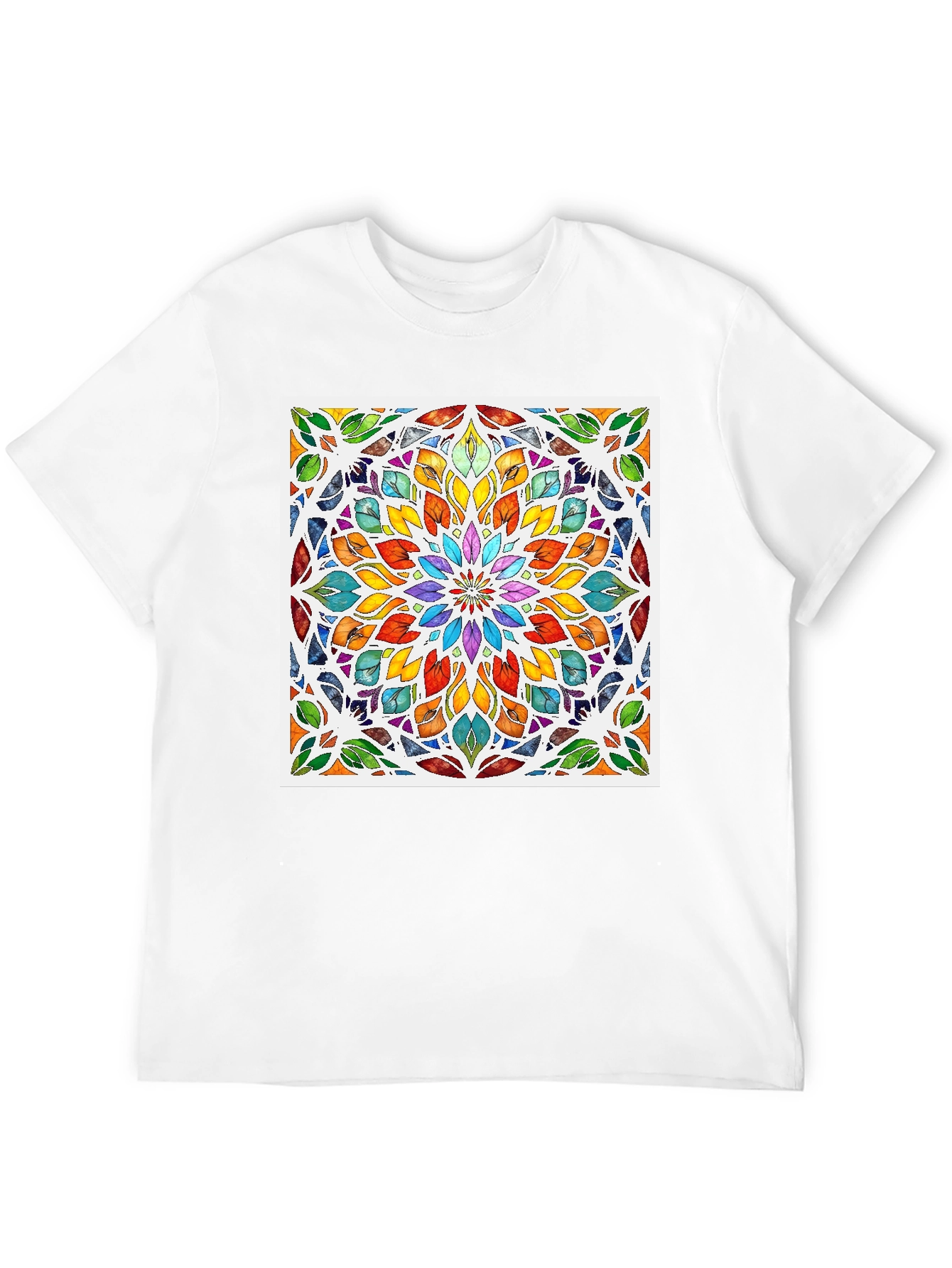 Black Colorful Mandala Graphic Black T-Shirt view 12