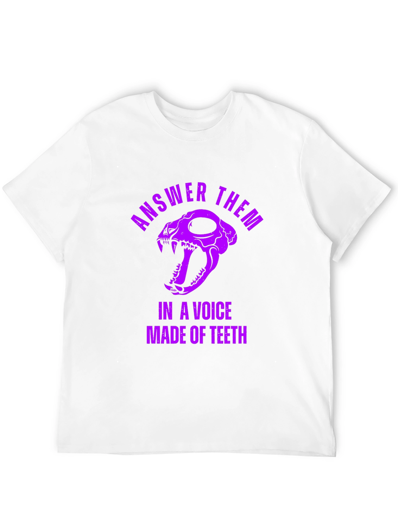 Black Answer Them T-Shirt: Skull & Teeth Design view 12