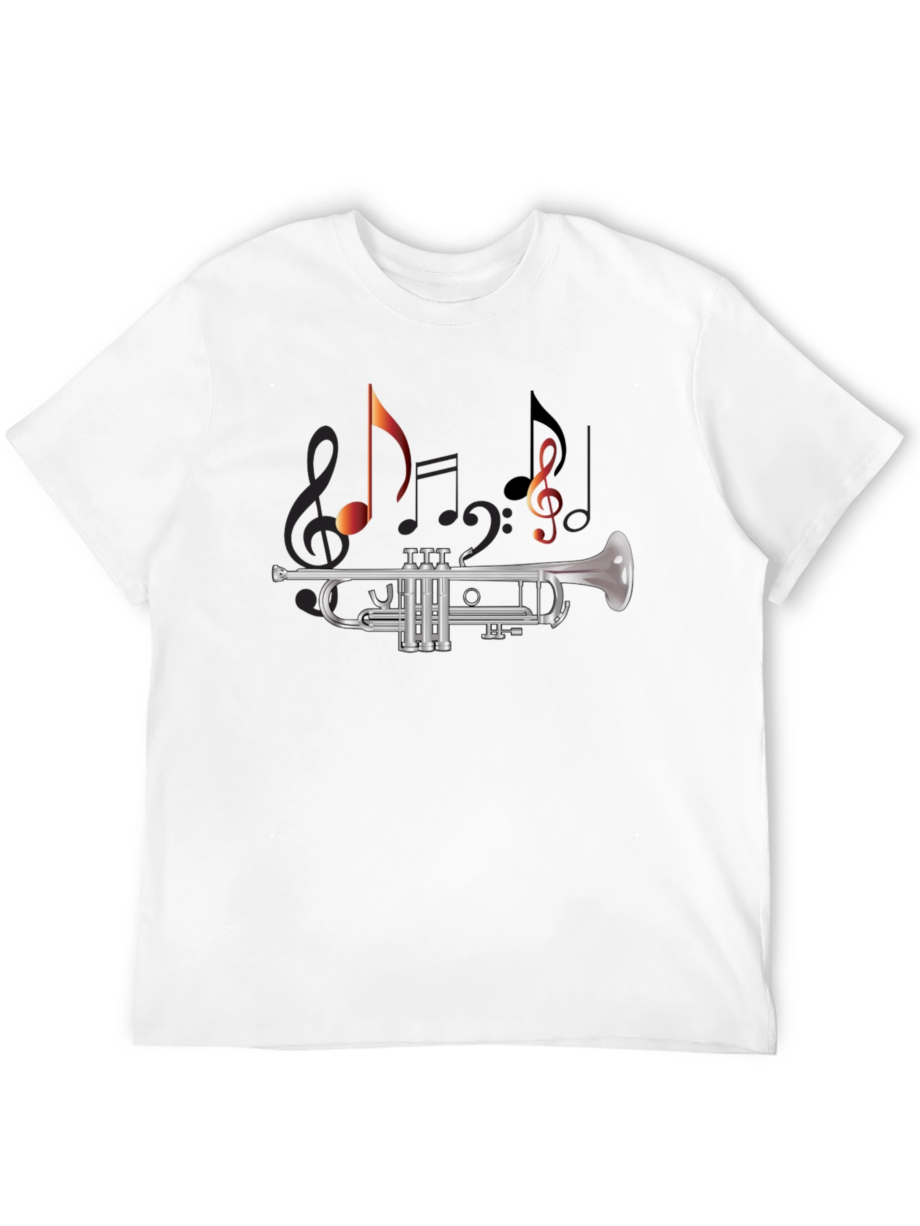 Black Musical Trumpet T-Shirt - Black Cotton Tee view 12