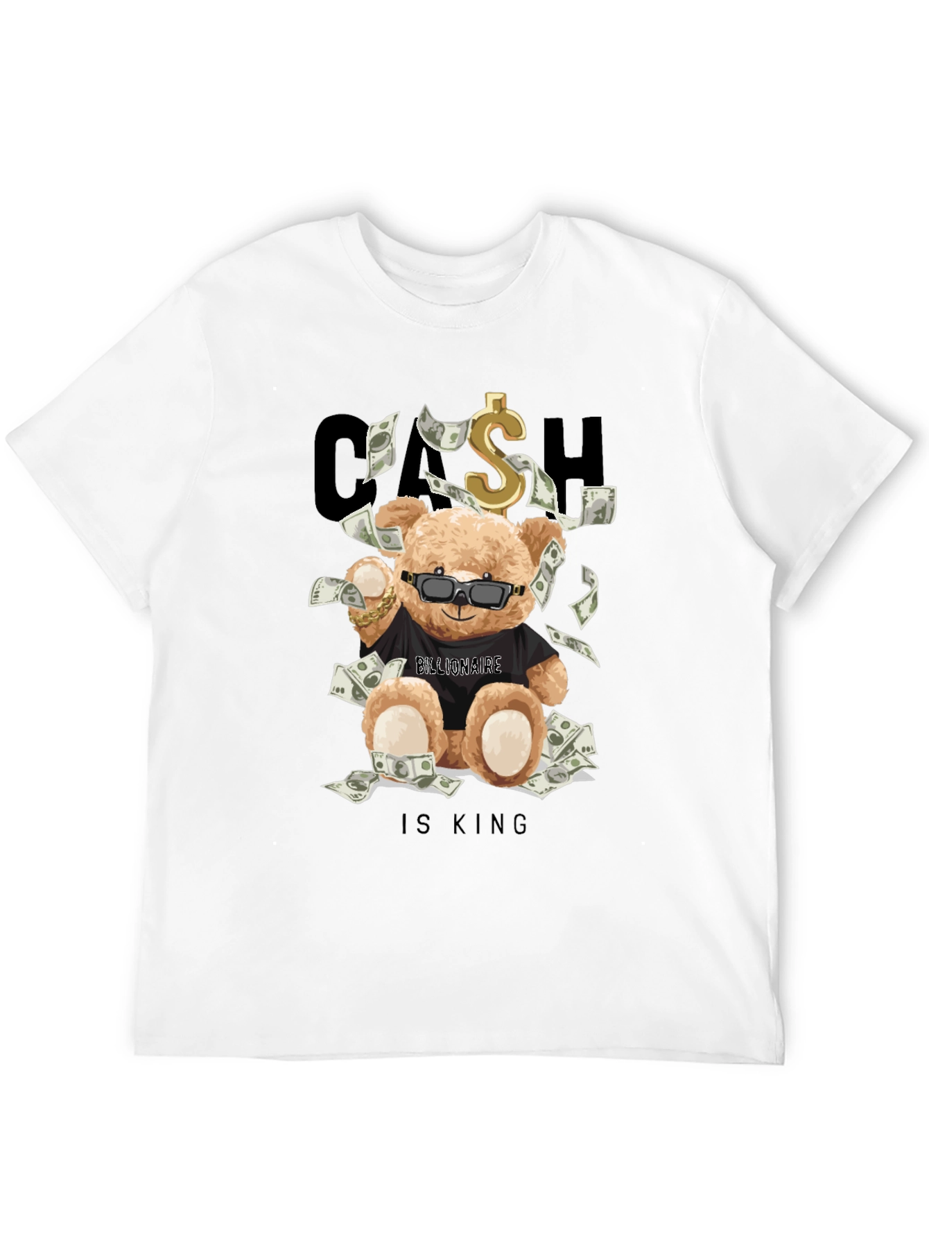 Black Cash Is King Bear T-Shirt view 12