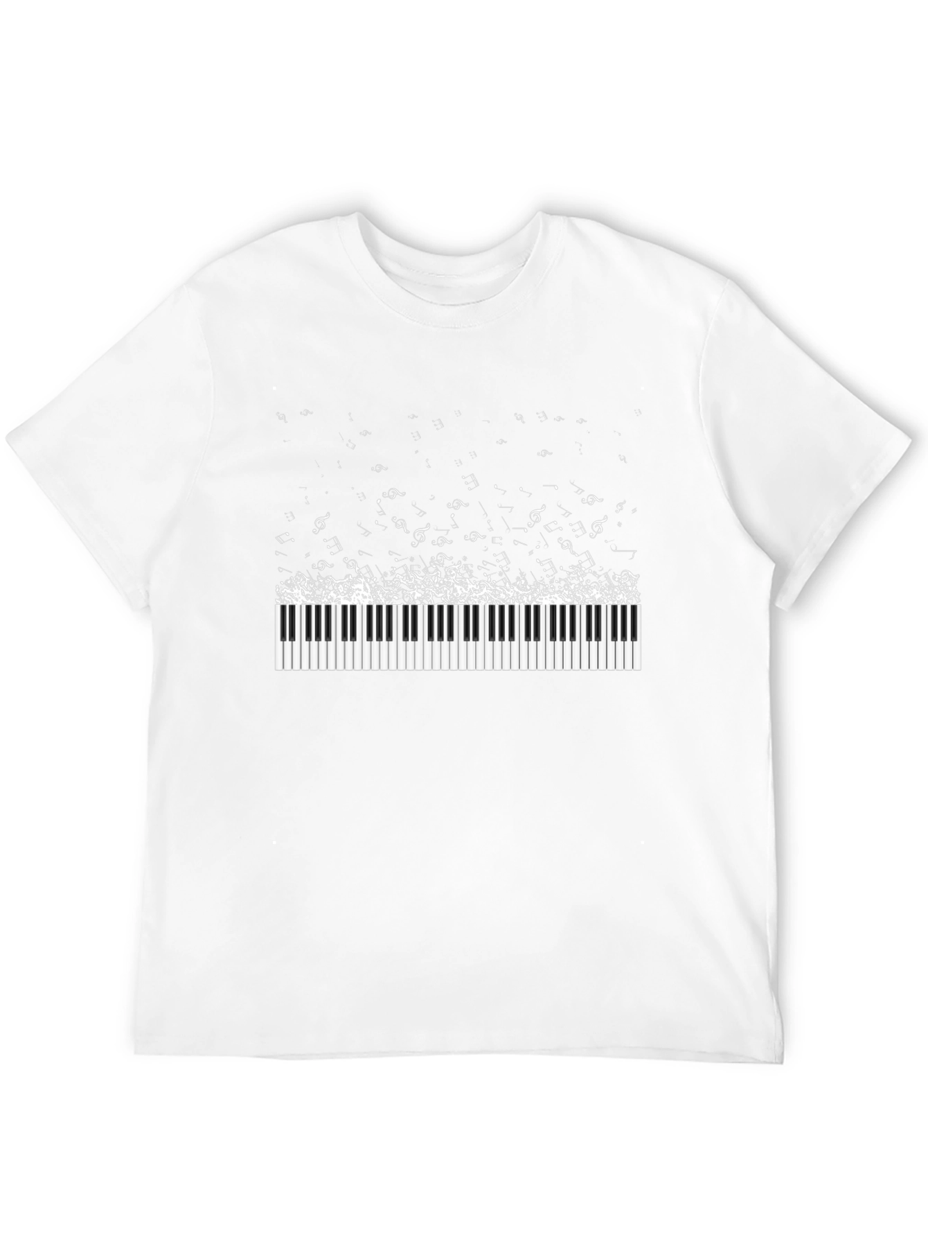 Black Musical Keyboard Notes Graphic Tee view 12