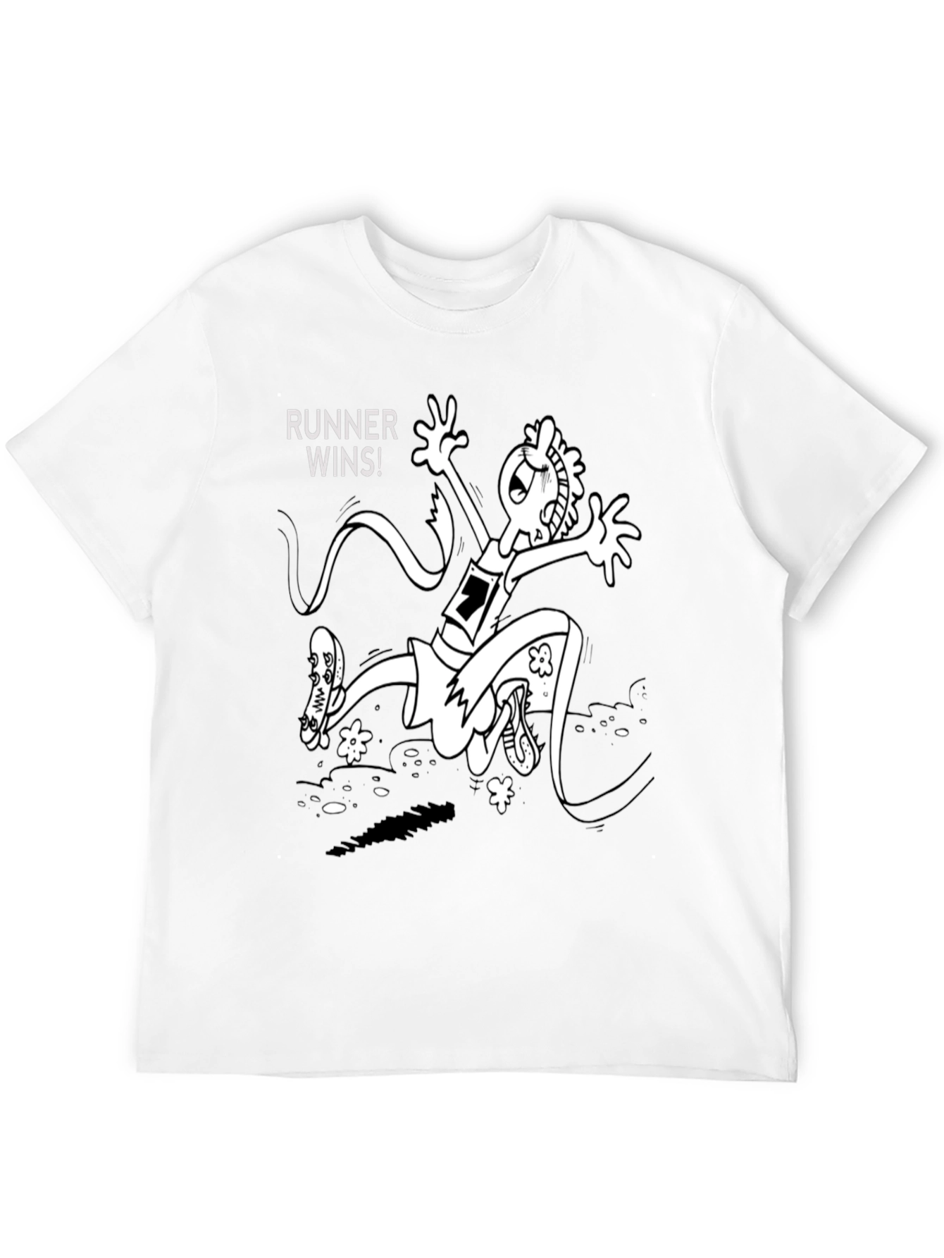 Black Runner Wins Graphic Tee - Black Cotton T-Shirt view 12