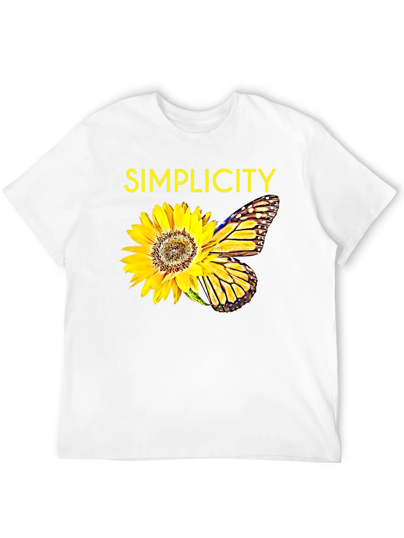 Simplicity Sunflower Butterfly Graphic Tee - Black - 12