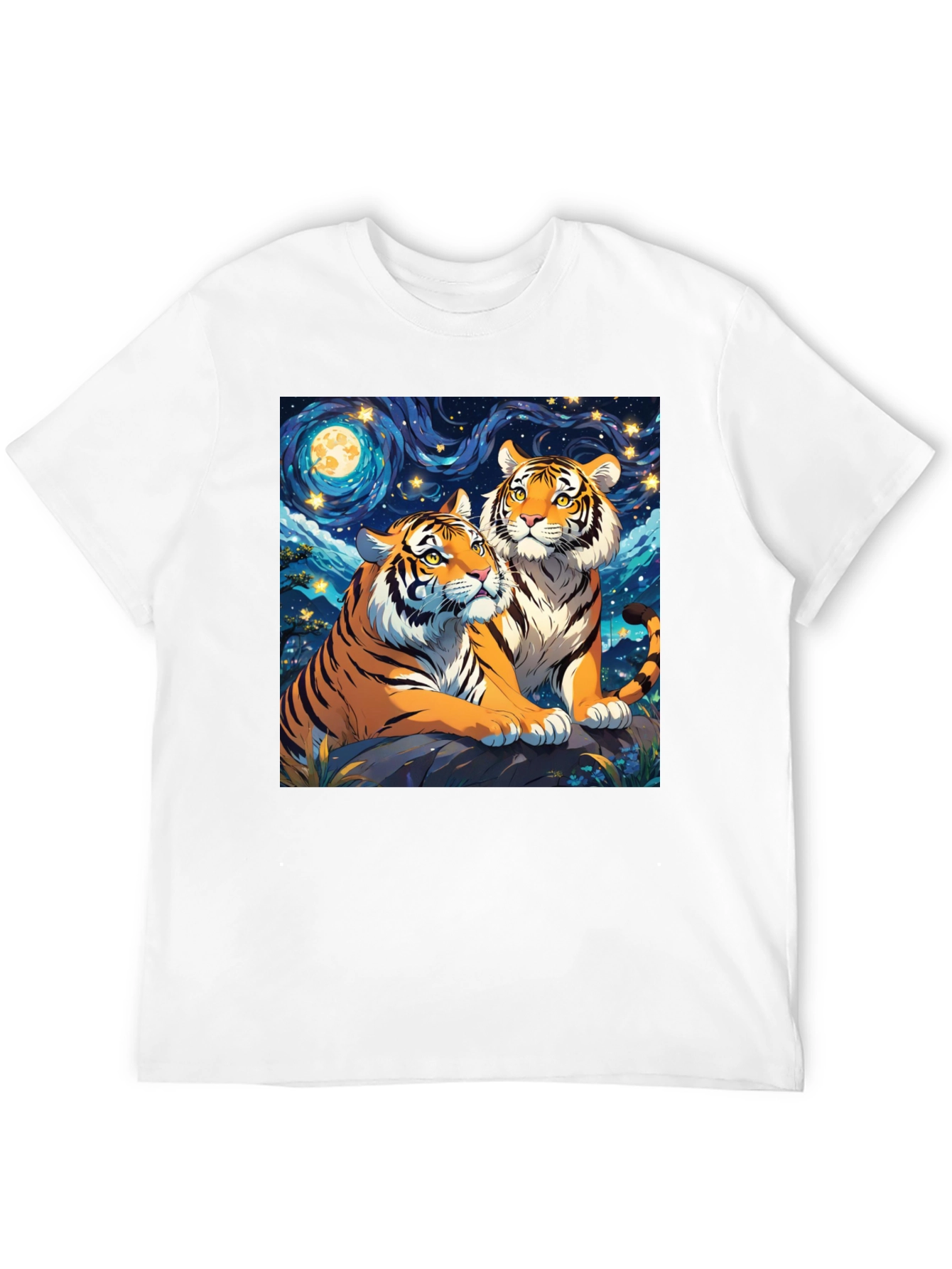 Black Tiger Lovers T-Shirt: Starry Night Design view 12