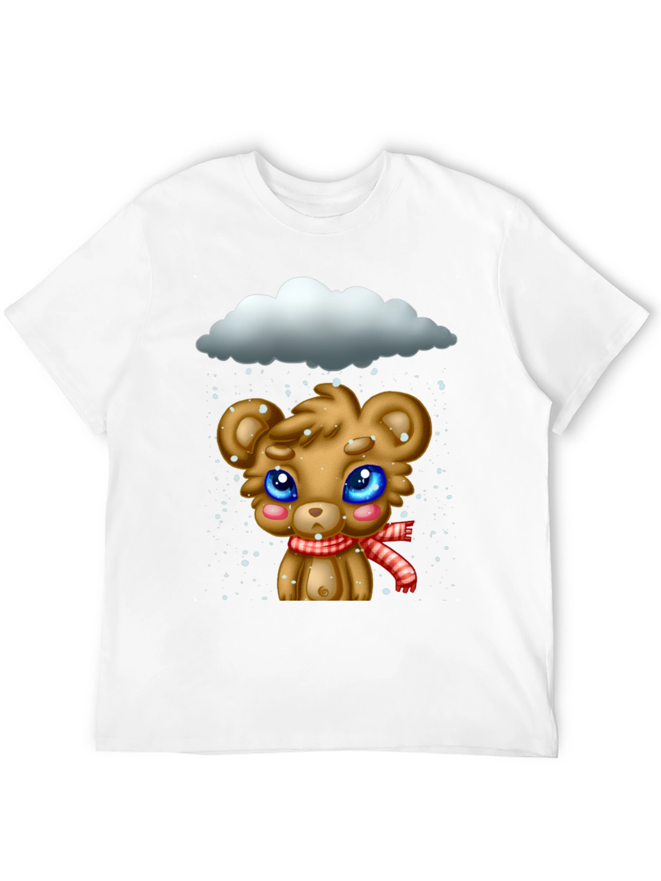 Black Cute Bear in Snow Graphic T-Shirt view 12