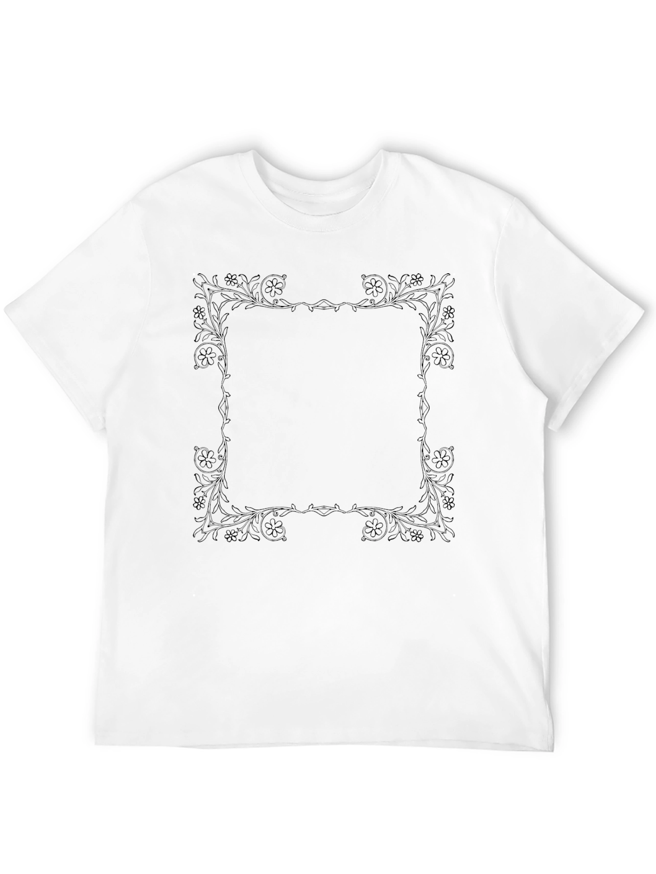 Black Elegant Black Floral Frame Tee view 12