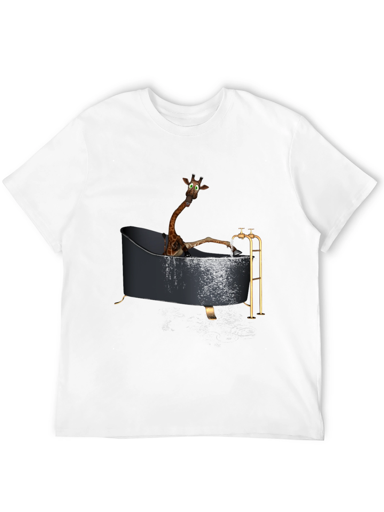Black Giraffe in Bathtub Novelty T-Shirt view 12