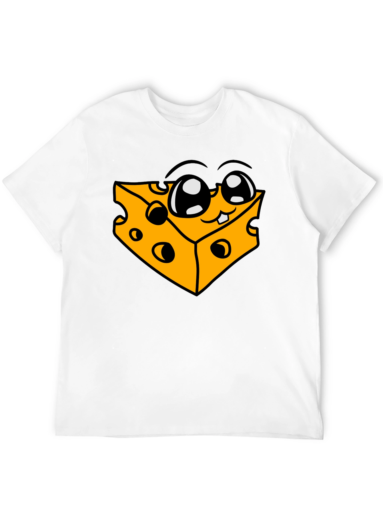 Black Funny Cheese Cartoon Graphic Black T-Shirt view 12