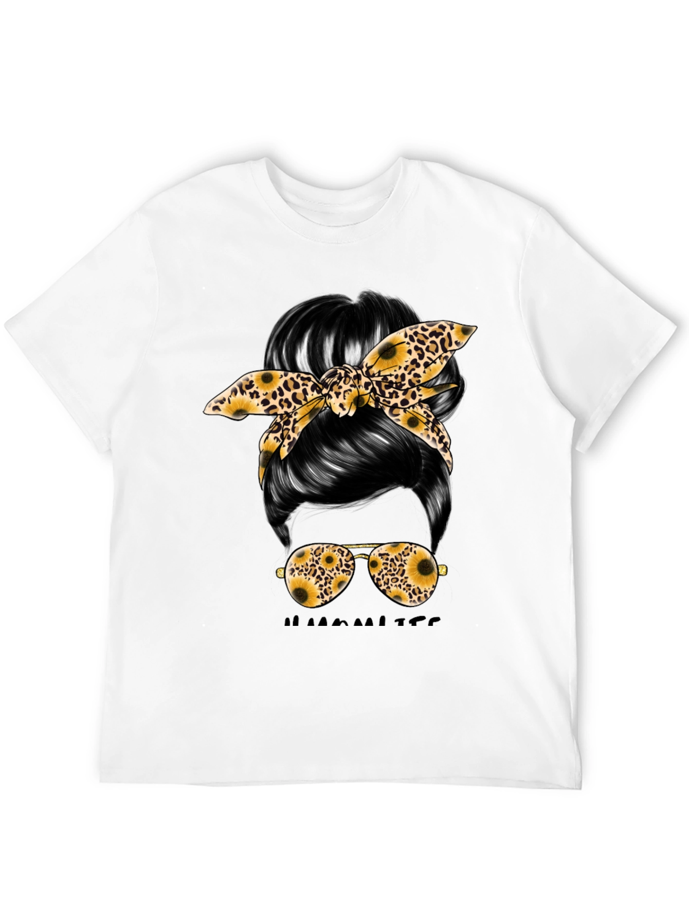 Black Messy Bun Sunflower Graphic Tee view 12