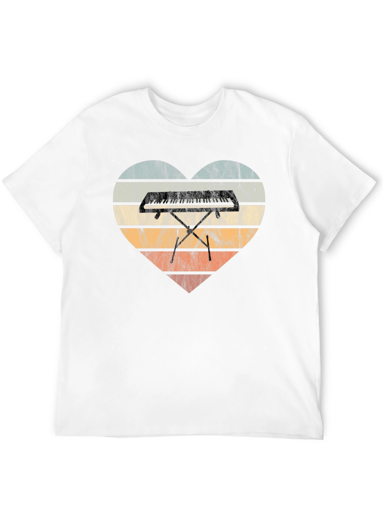 Black Vintage Keyboard Heart T-Shirt - Music Lover Tee view 12