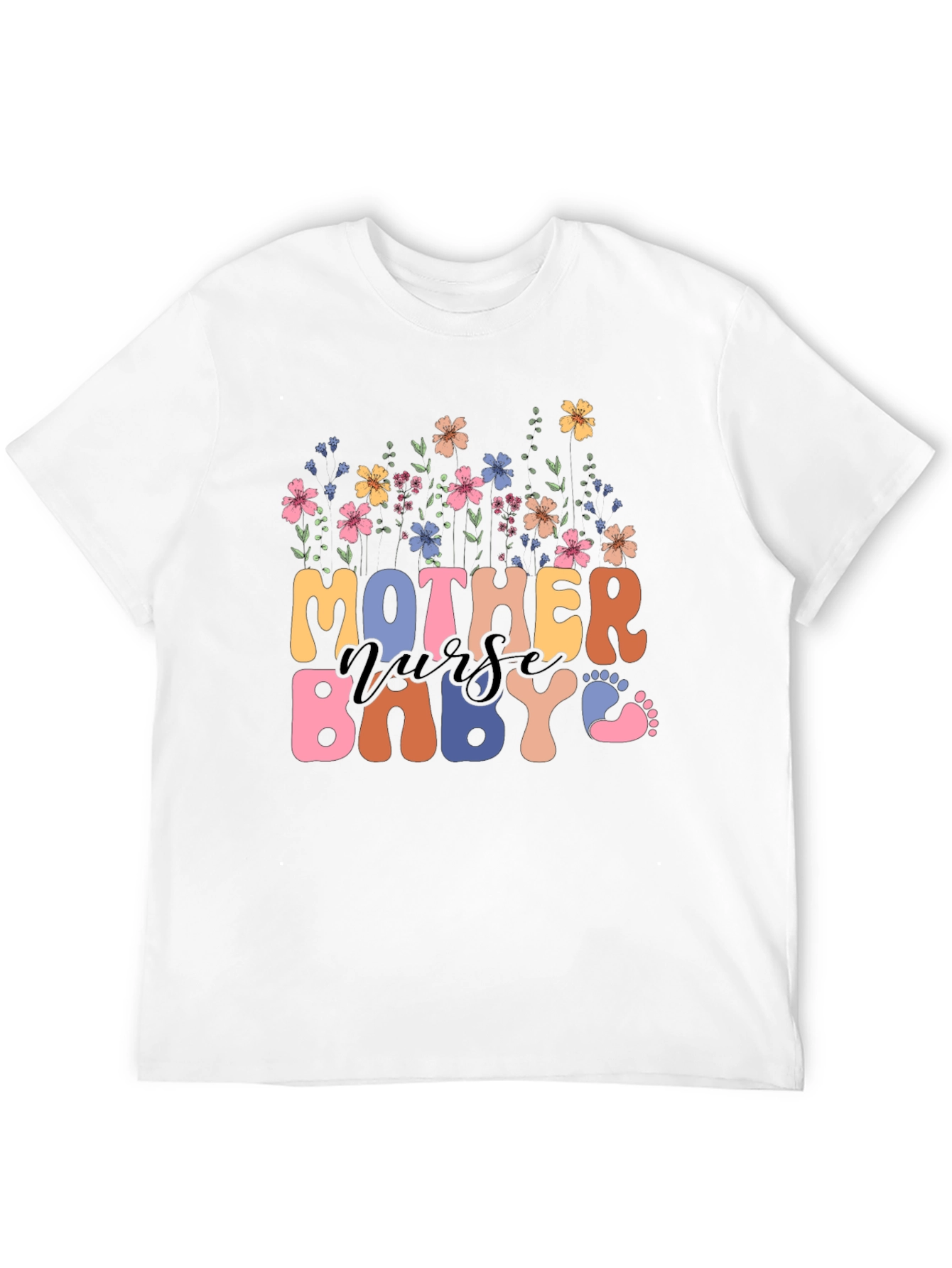 Black Mother Nurse Baby Floral Graphic Tee view 12