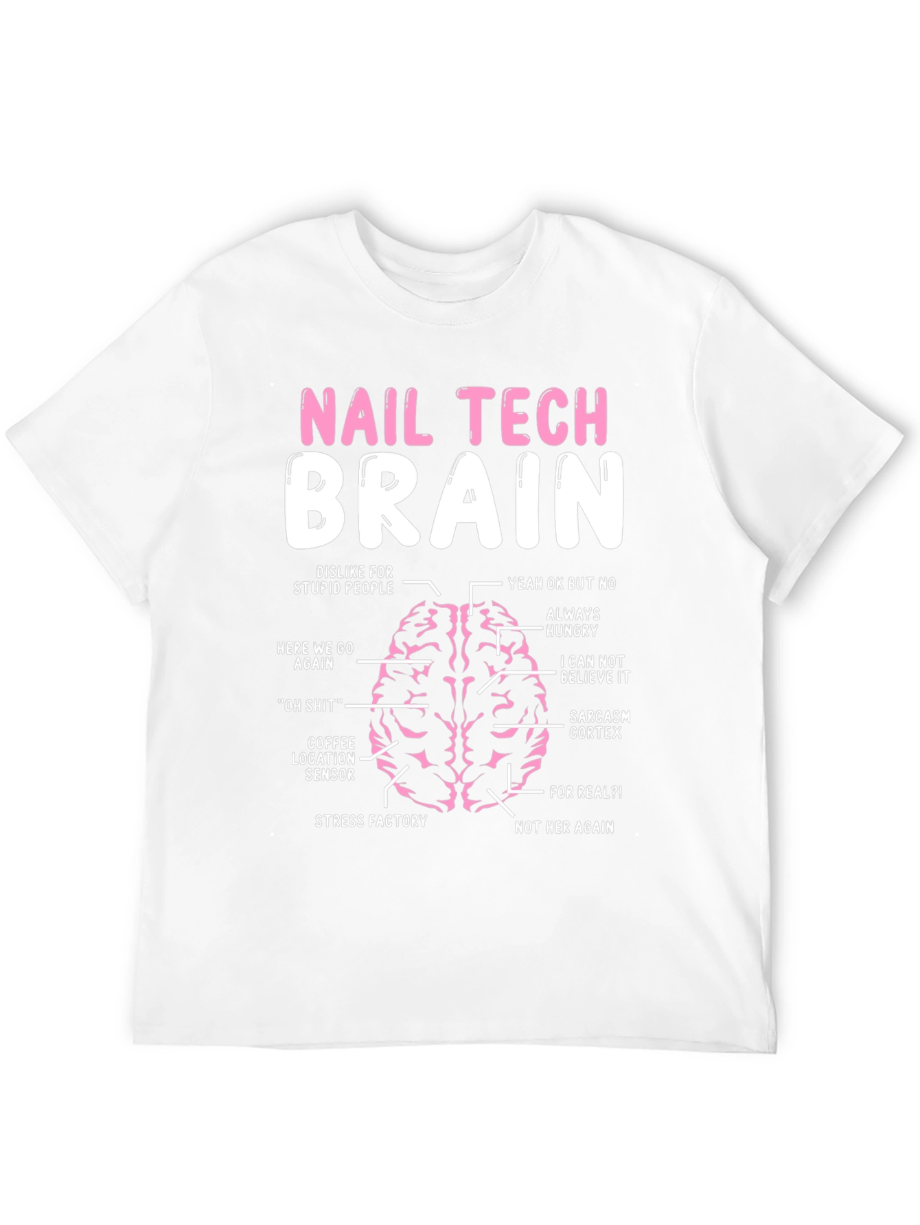 Black Nail Tech Brain T-Shirt Funny Manicure Artist Tee view 12