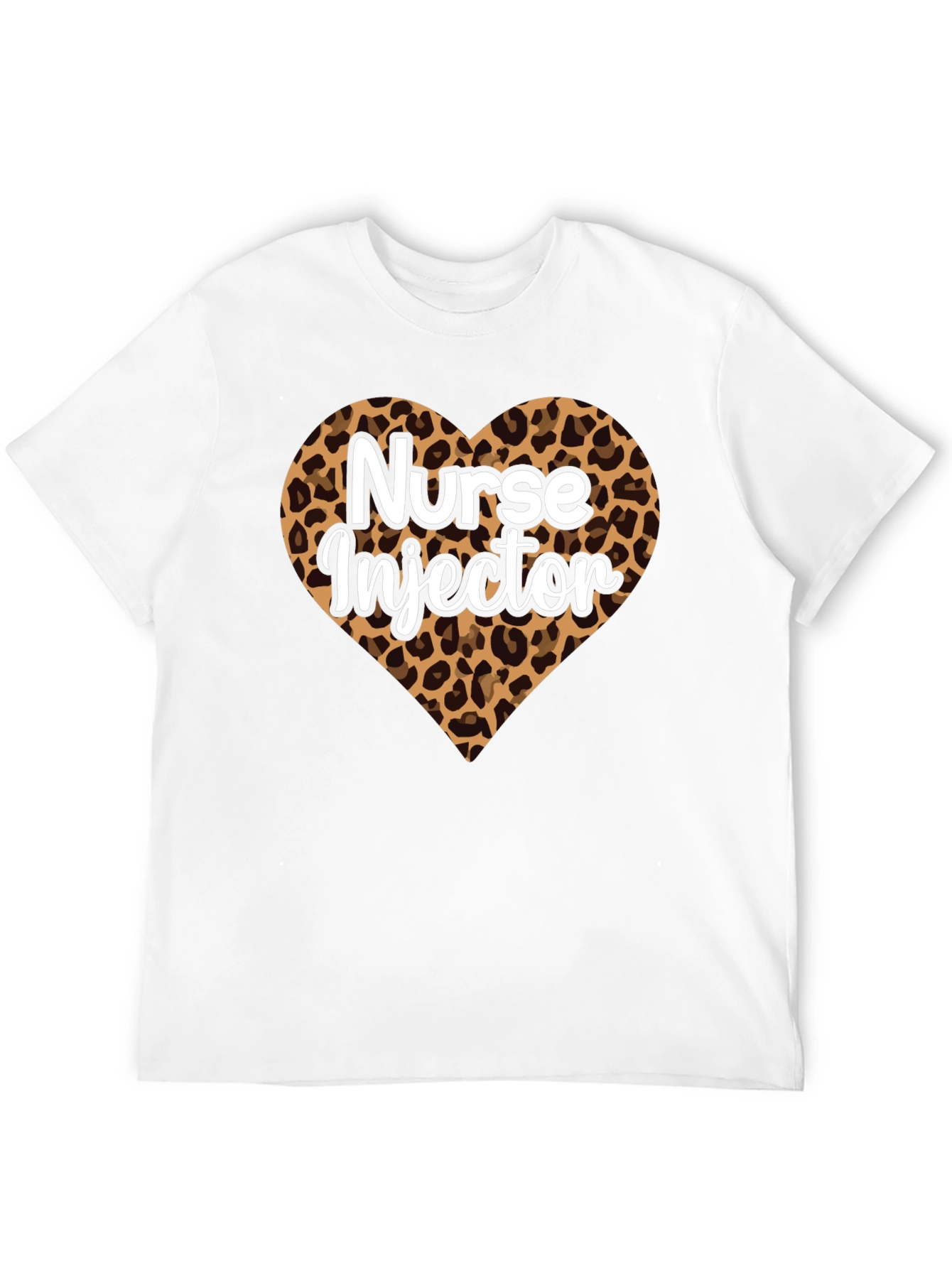 Black Nurse Injector Leopard Print Heart T-Shirt view 12