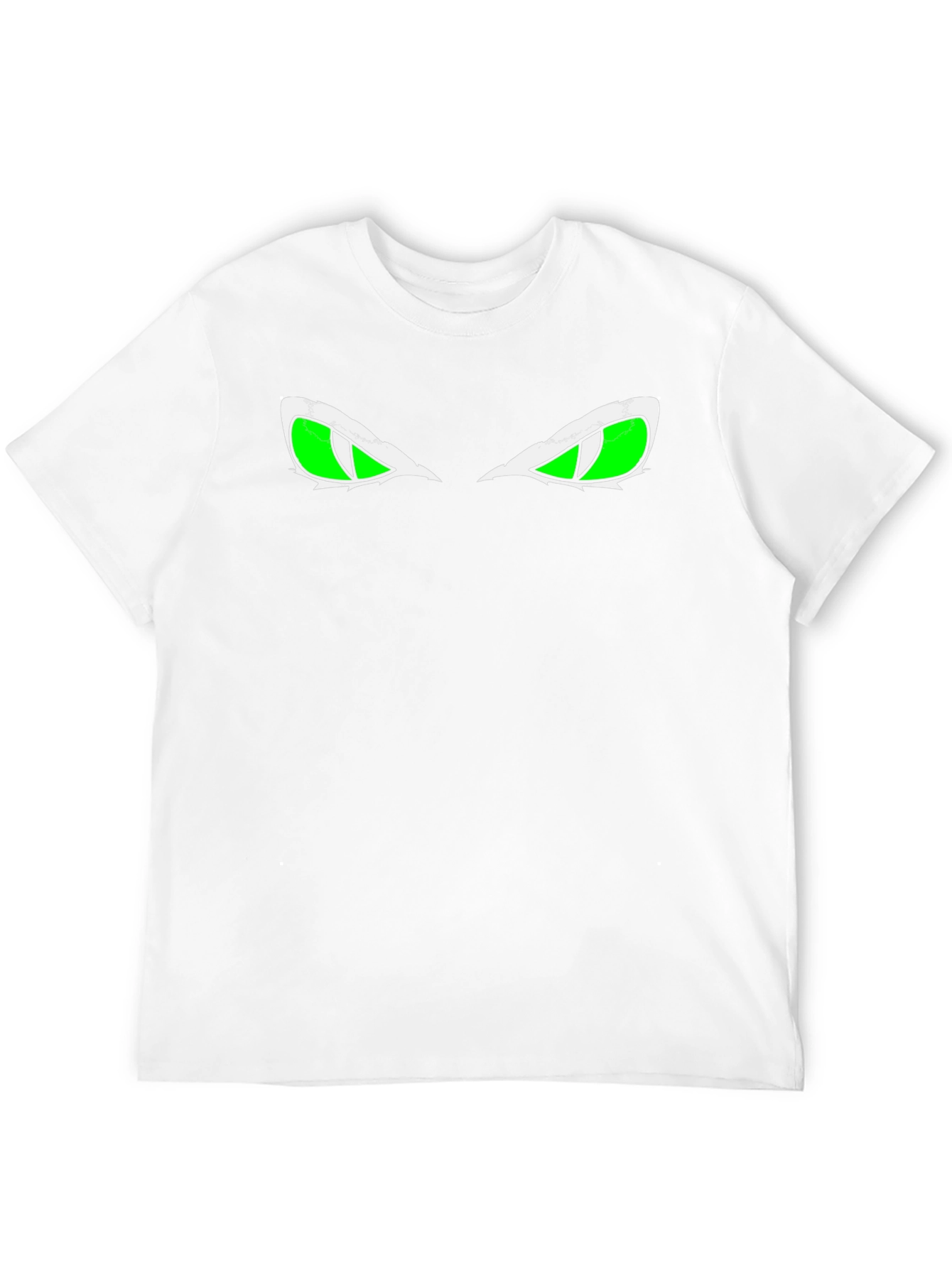 Black Men's Black T-shirt with Green Eyes Graphic view 12
