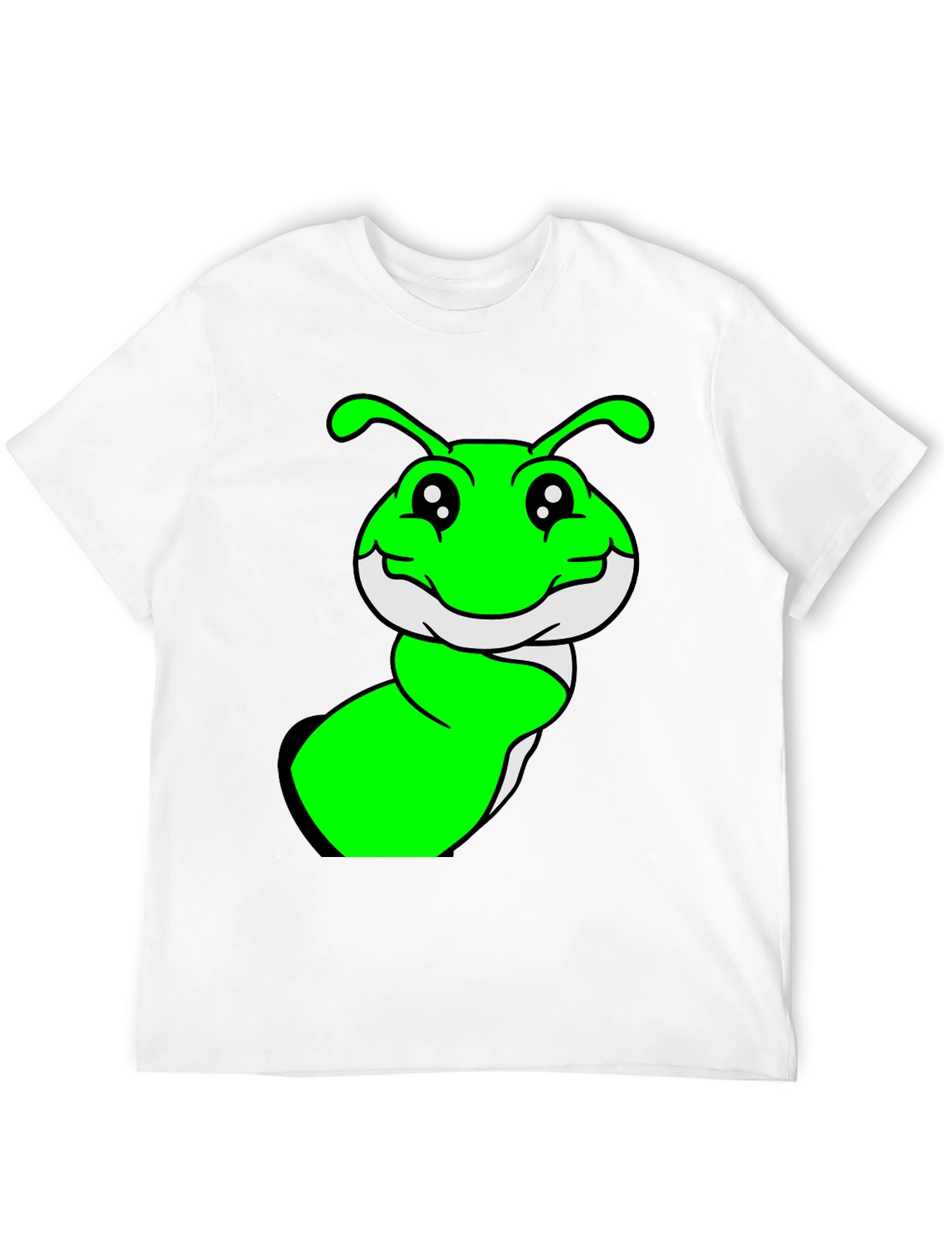 Black Green Cartoon Worm Graphic T-Shirt view 12