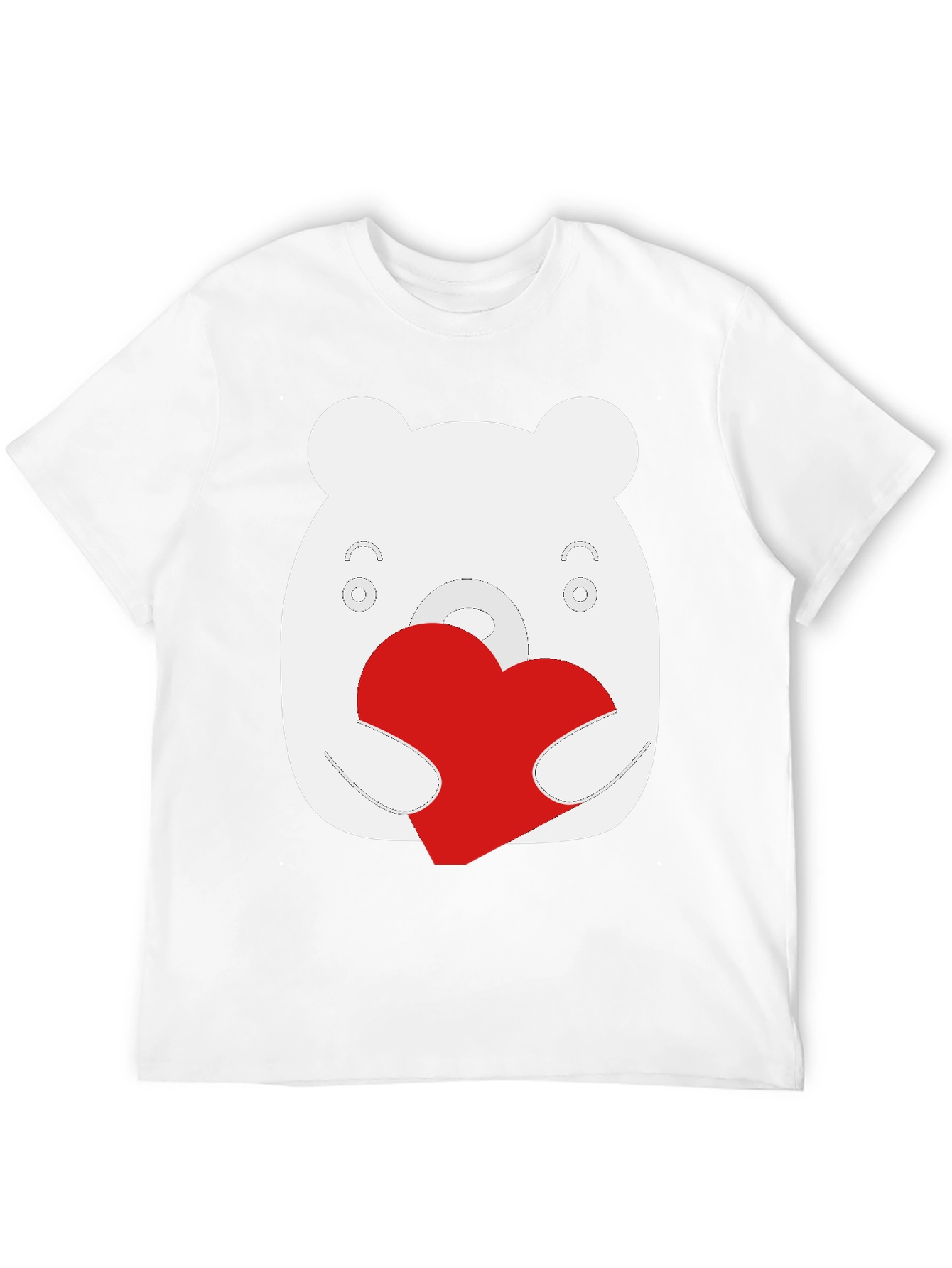 Black Cute Bear Heart Graphic Black T-Shirt view 12