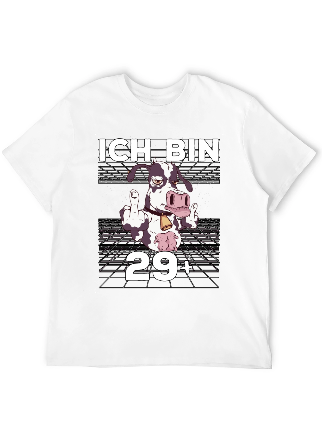 Black Funny Cow 29+ Birthday T-Shirt view 12