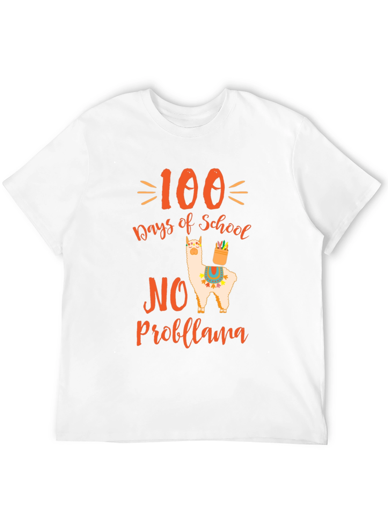 Black 100 Days of School No Probllama T-Shirt view 12