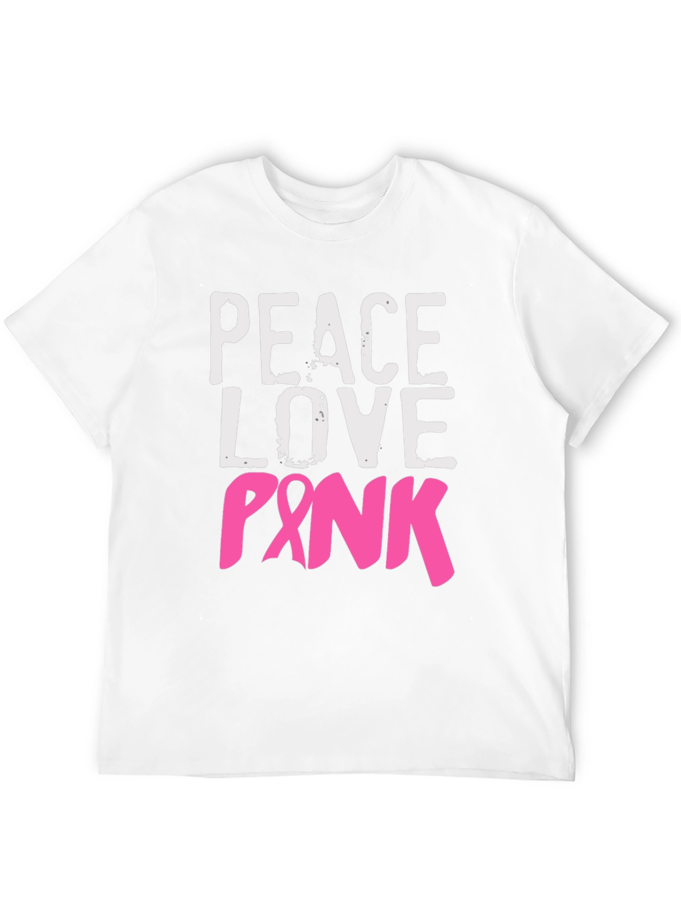 Black Peace Love Pink Breast Cancer Awareness T-Shirt view 12