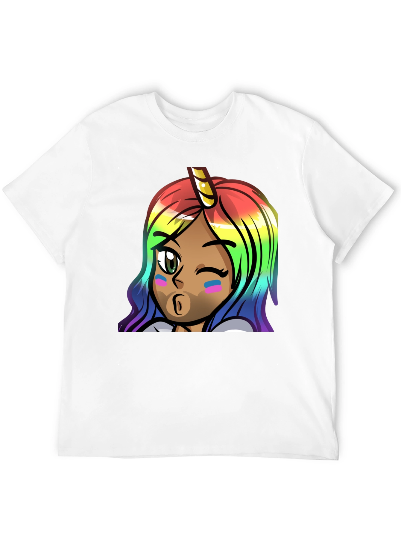 Black Rainbow Unicorn Girl Graphic Tee - Unisex view 12