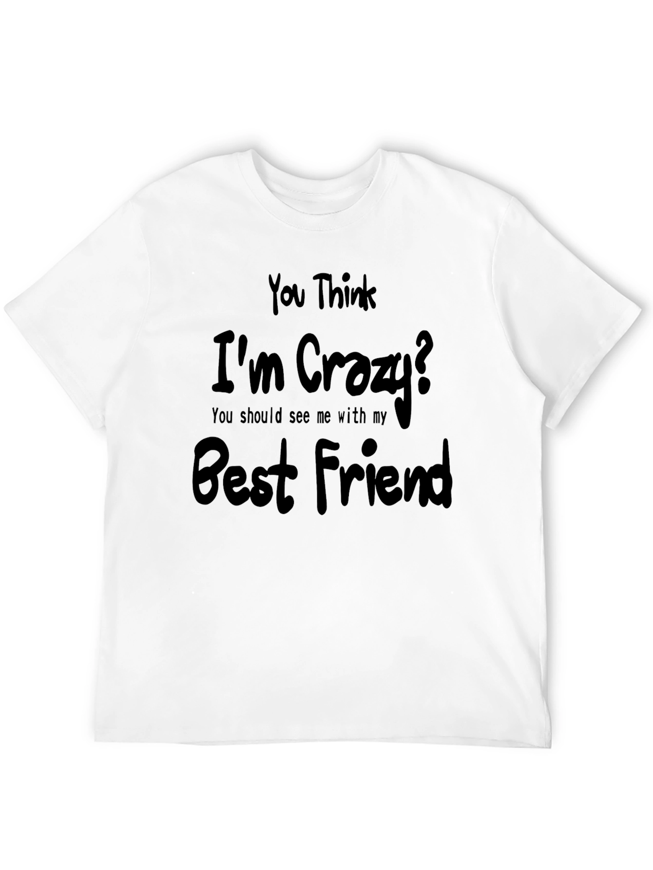 Black Crazy Best Friend Graphic Tee - Black Cotton T-Shirt view 12