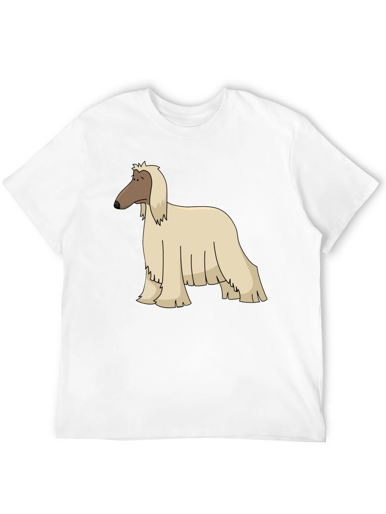 Black Afghan Hound Cartoon Black T-Shirt view 12