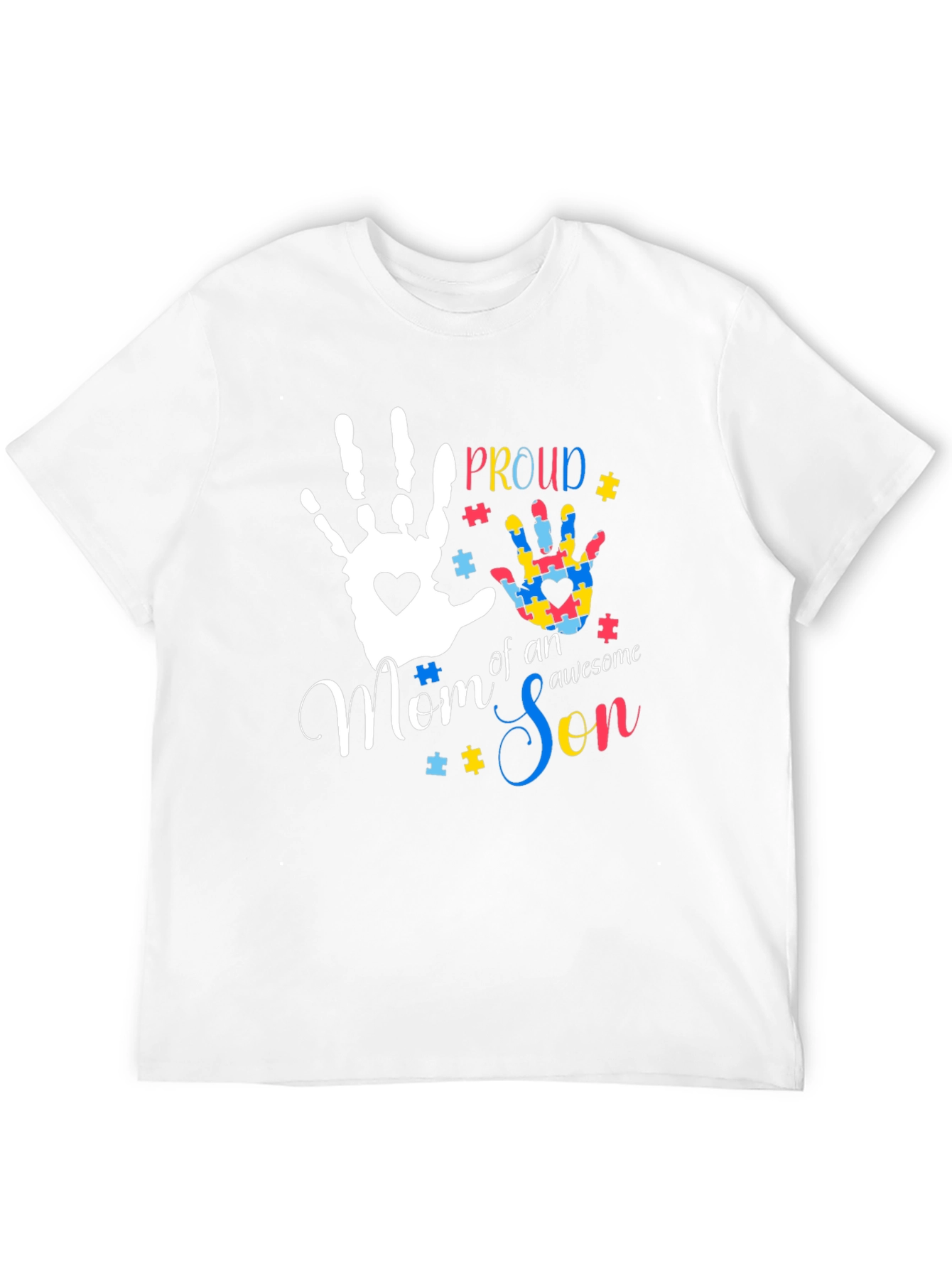 Black Proud Mom of an Awesome Son Autism Awareness T-Shirt view 12