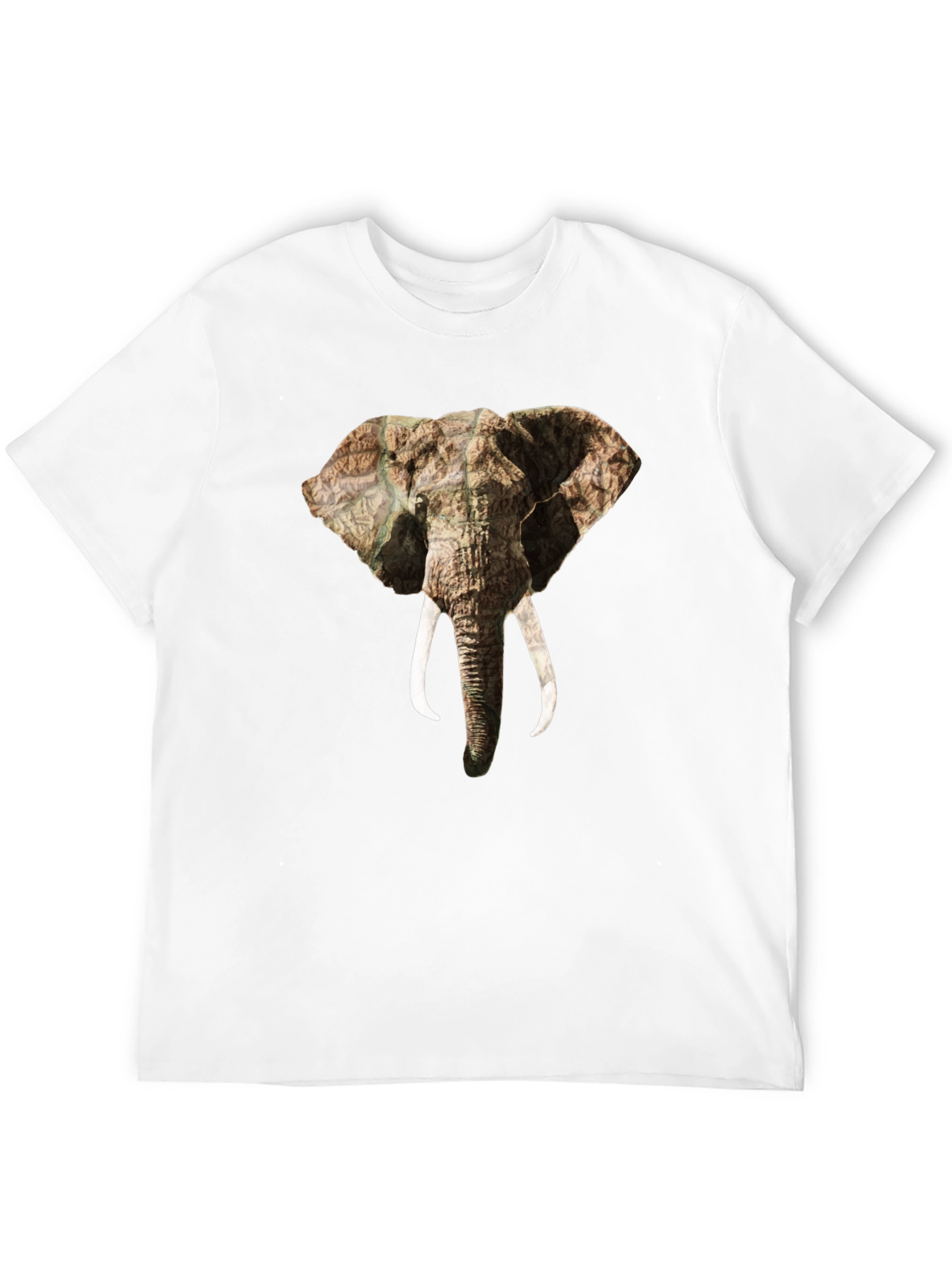 Black Elephant Head Print Black T-Shirt view 12